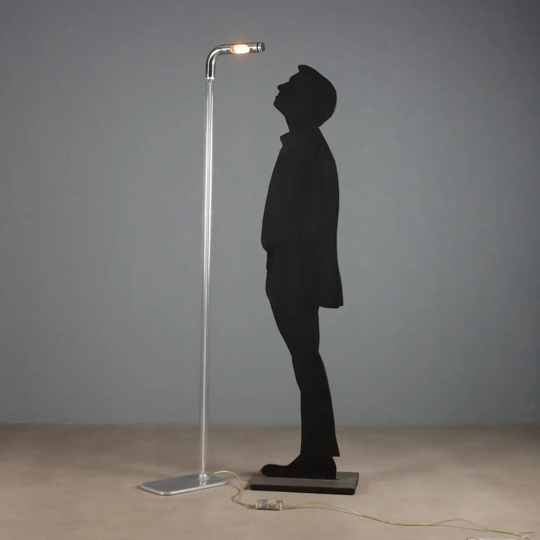 Glass and Metal Floor Lamp with Rotating Diffuser