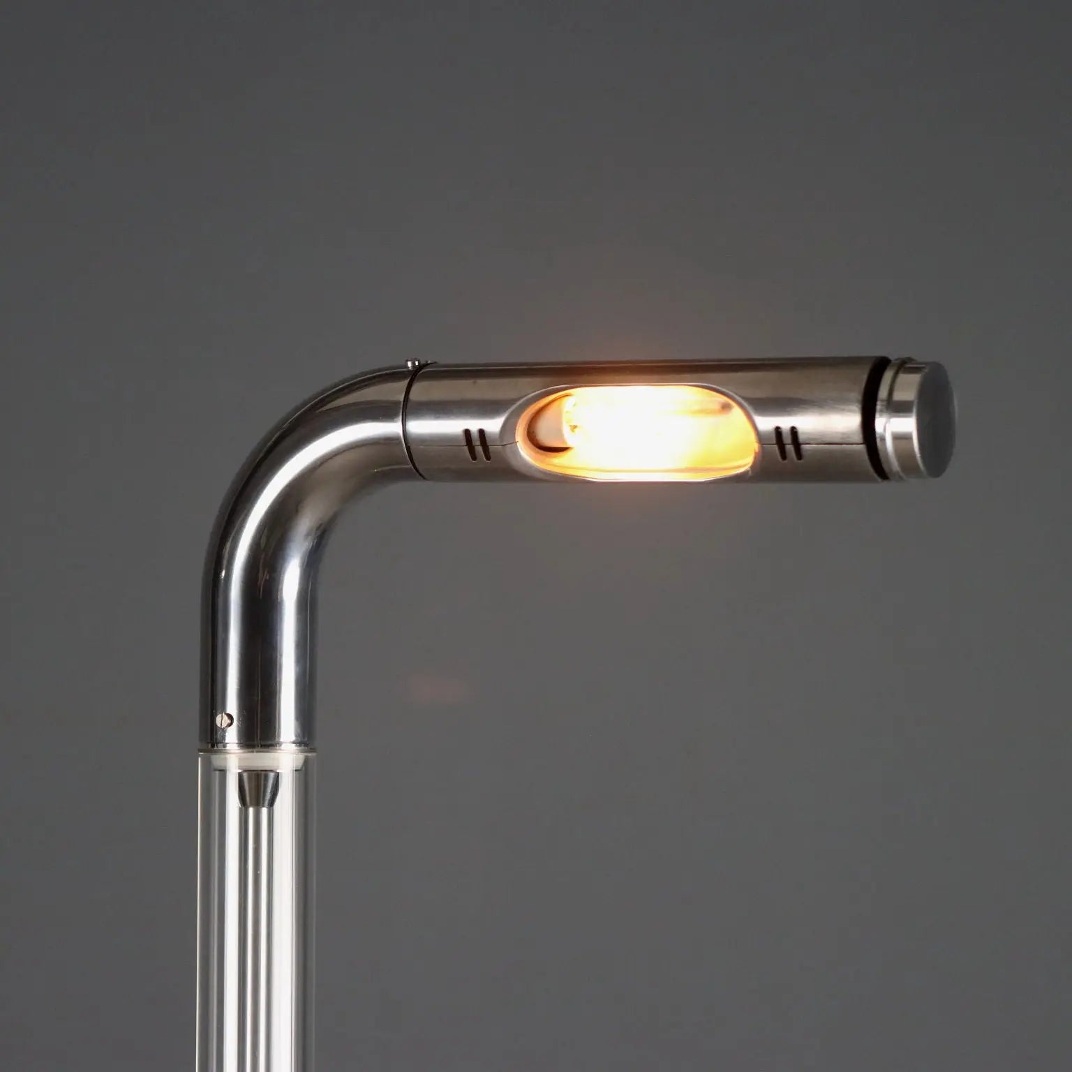 Glass and Metal Floor Lamp with Rotating Diffuser