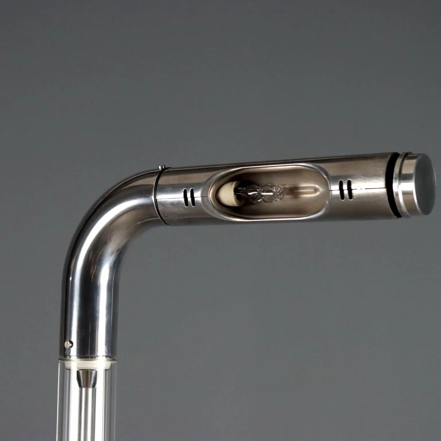 Glass and Metal Floor Lamp with Rotating Diffuser