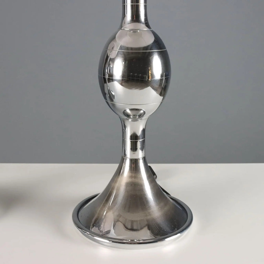 Vintage Table Lamps Chromed Metal Fabric Design Italy 1970s-1980s