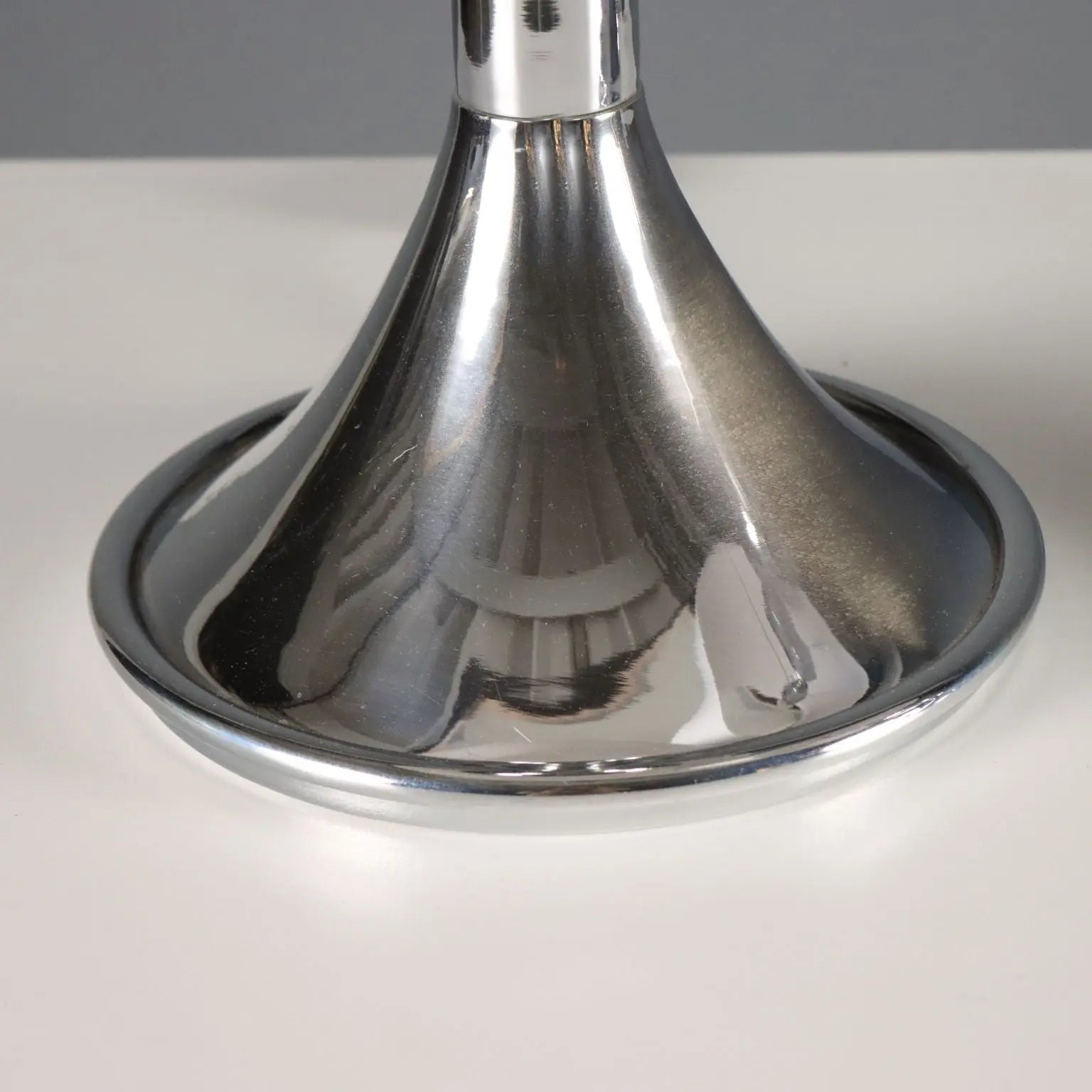 Vintage Table Lamps Chromed Metal Fabric Design Italy 1970s-1980s