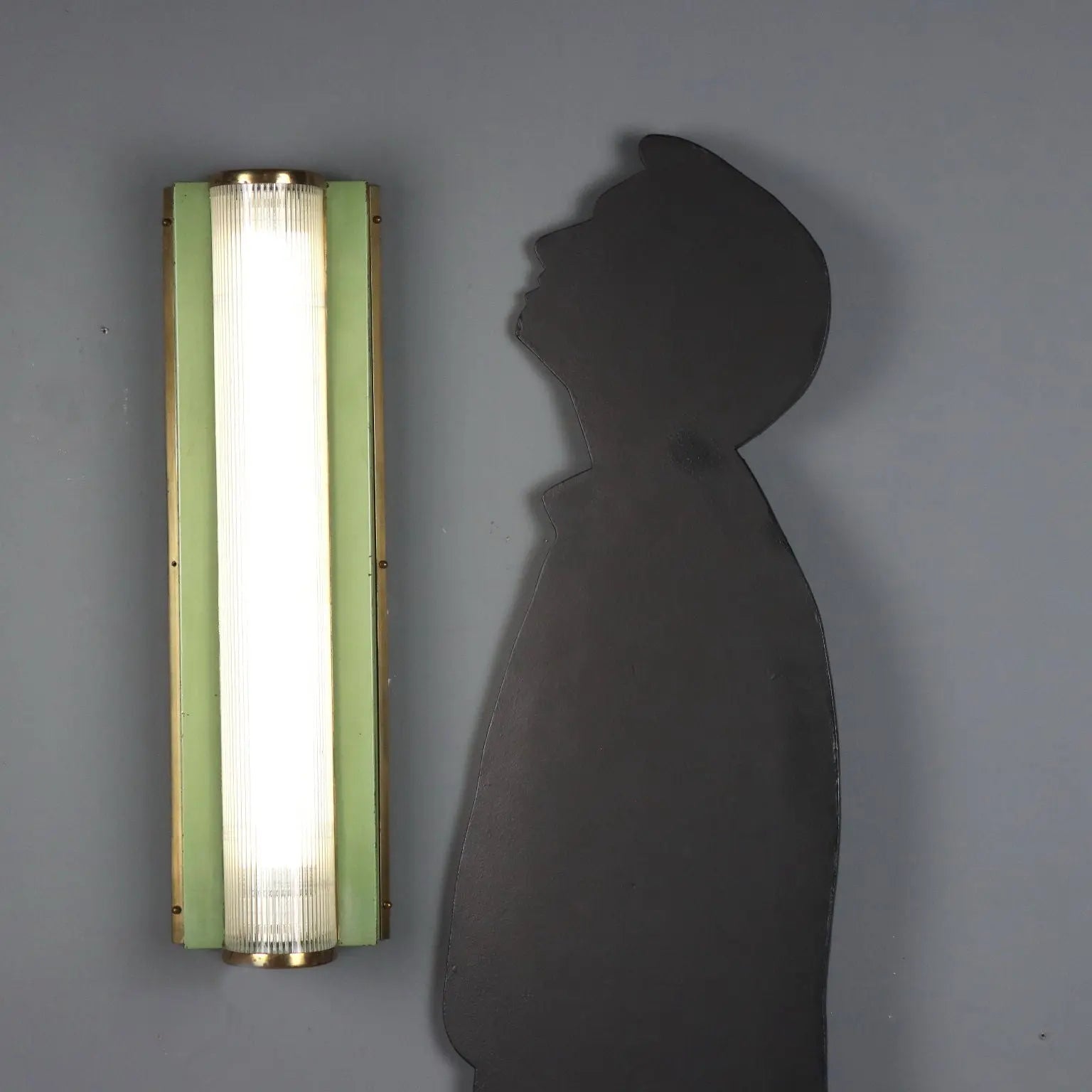 Vintage Wall Lamp Brass Glass Design Italy 1940s-1950s