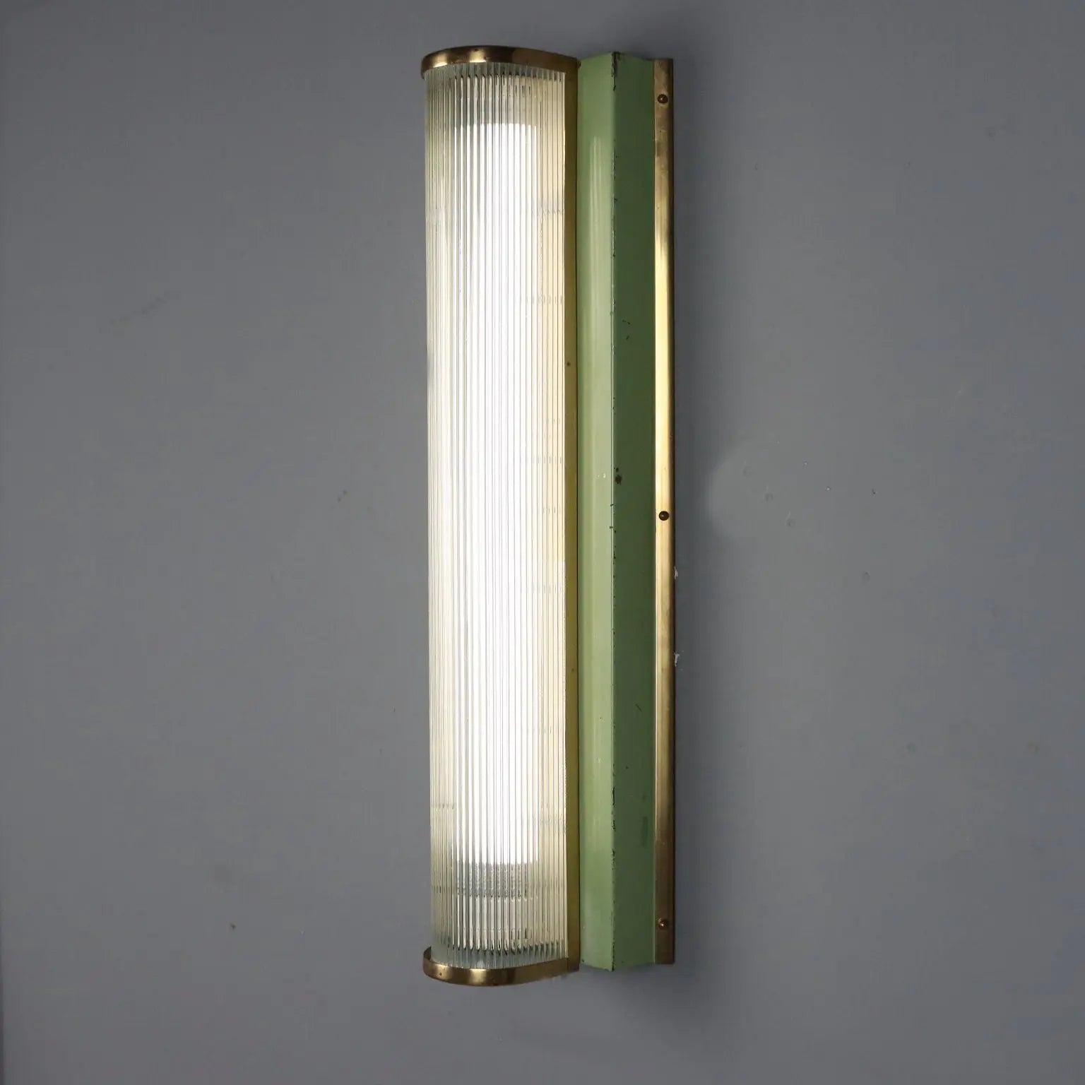 Vintage Wall Lamp Brass Glass Design Italy 1940s-1950s