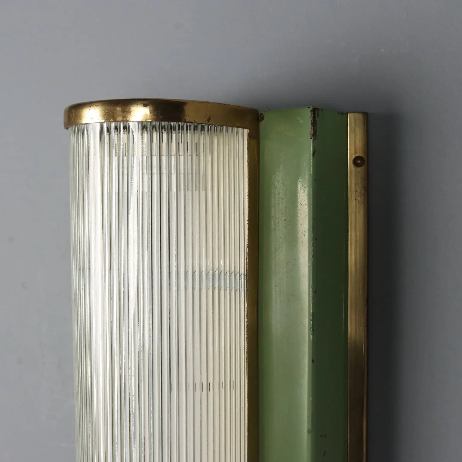 Vintage Wall Lamp Brass Glass Design Italy 1940s-1950s