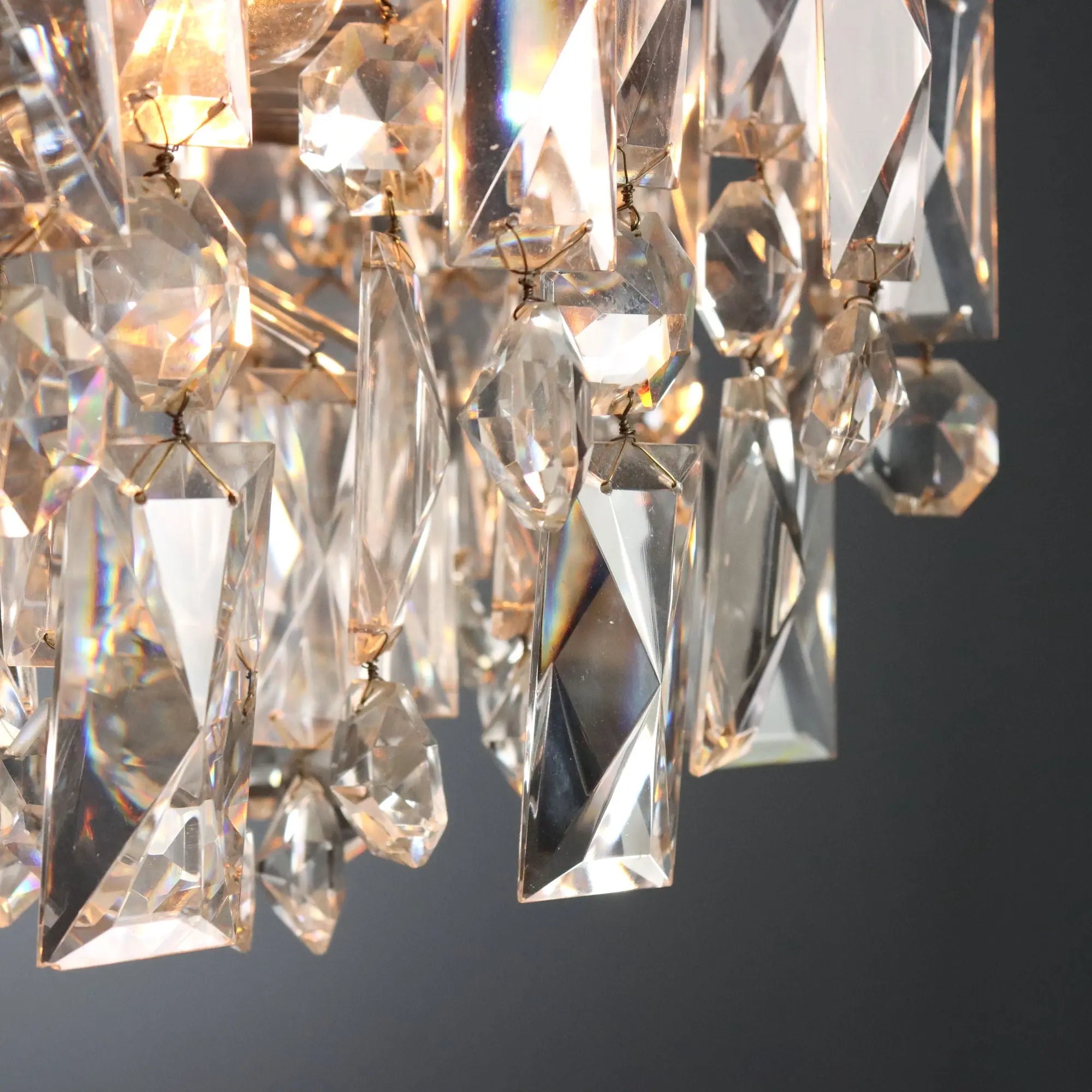 Vintage Ceiling Lamp Metal Glass Design Italy 1970s