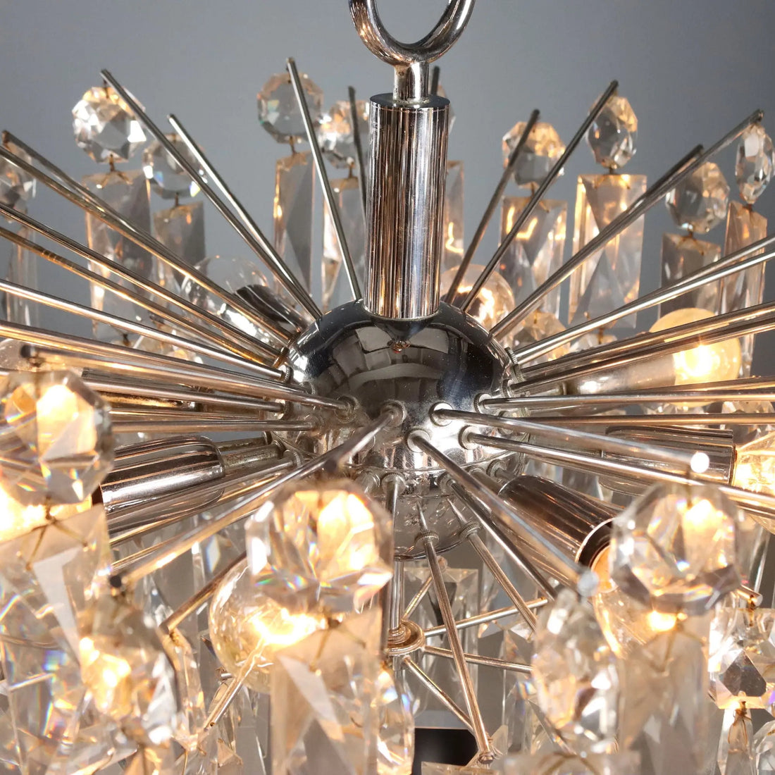 Vintage Ceiling Lamp Metal Glass Design Italy 1970s