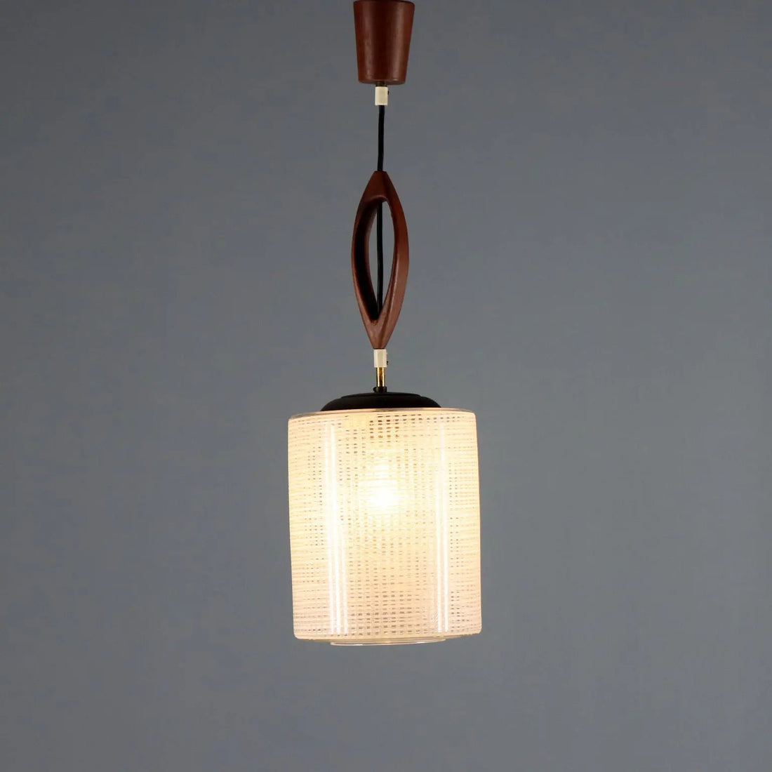 Vintage Wooden and Glass Ceiling Lamp 1960s-70s