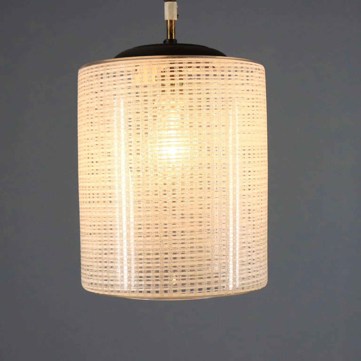 Vintage Wooden and Glass Ceiling Lamp 1960s-70s