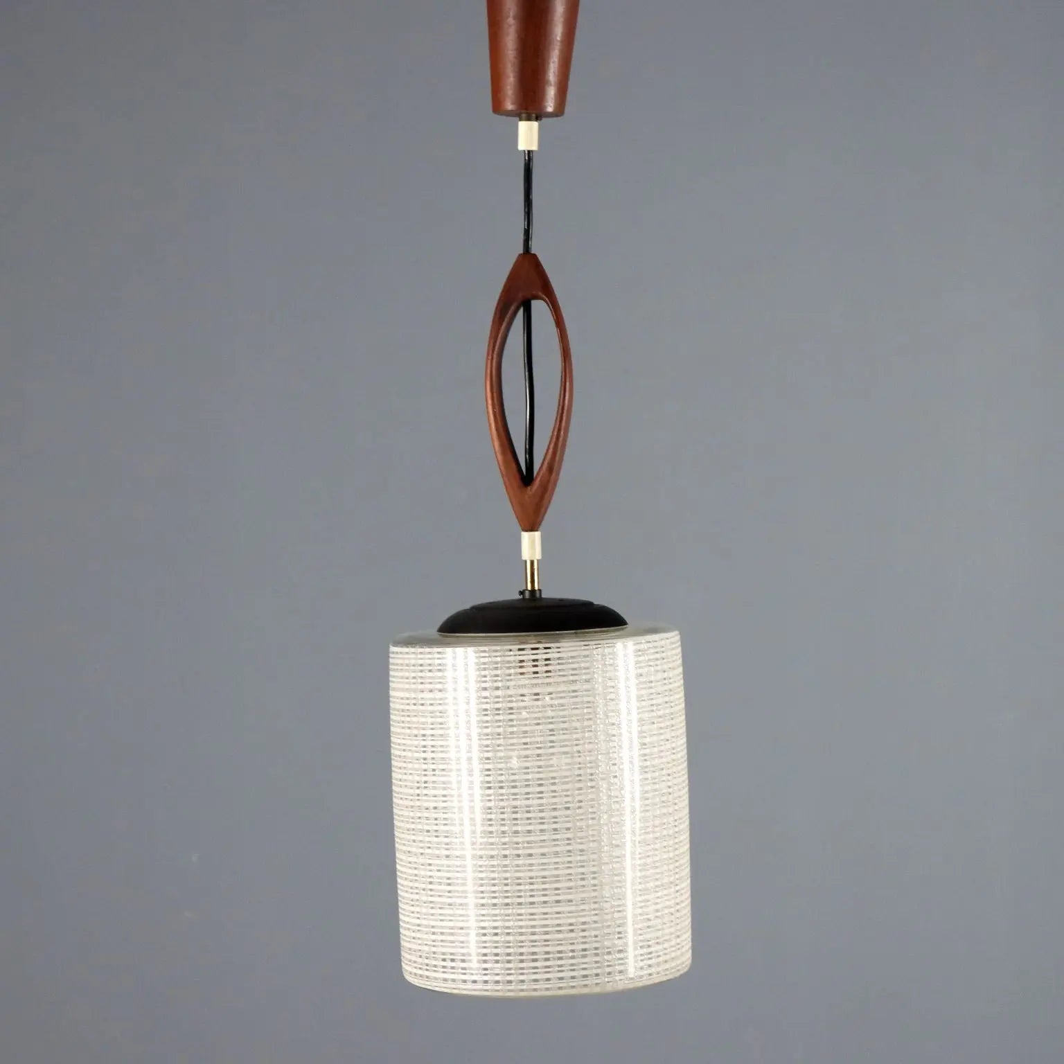 Vintage Wooden and Glass Ceiling Lamp 1960s-70s