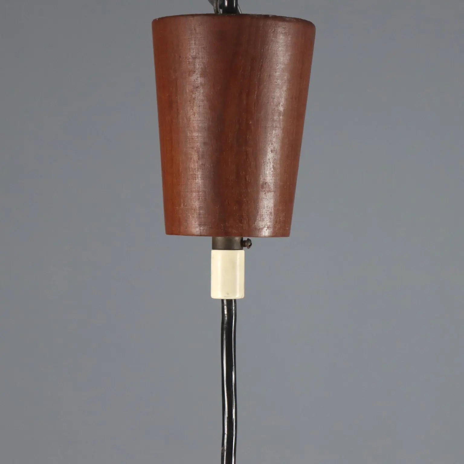 Vintage Wooden and Glass Ceiling Lamp 1960s-70s