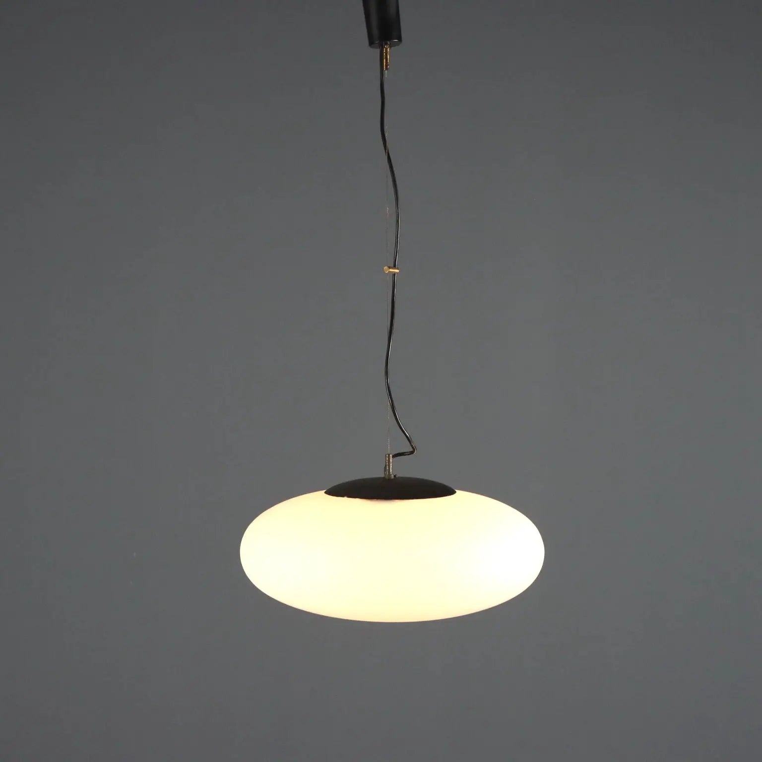 1960s UFO Chandelier in Opaline Glass