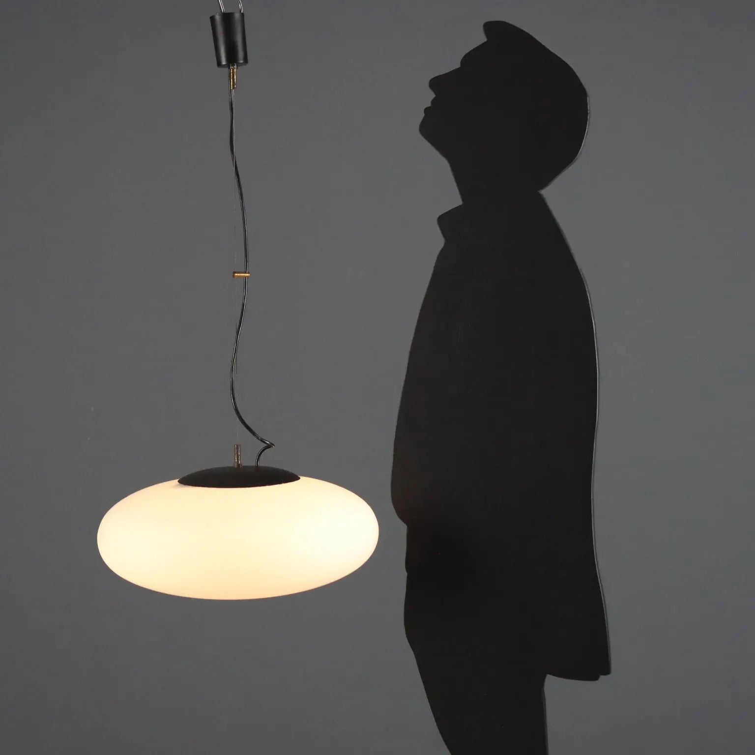 1960s UFO Chandelier in Opaline Glass