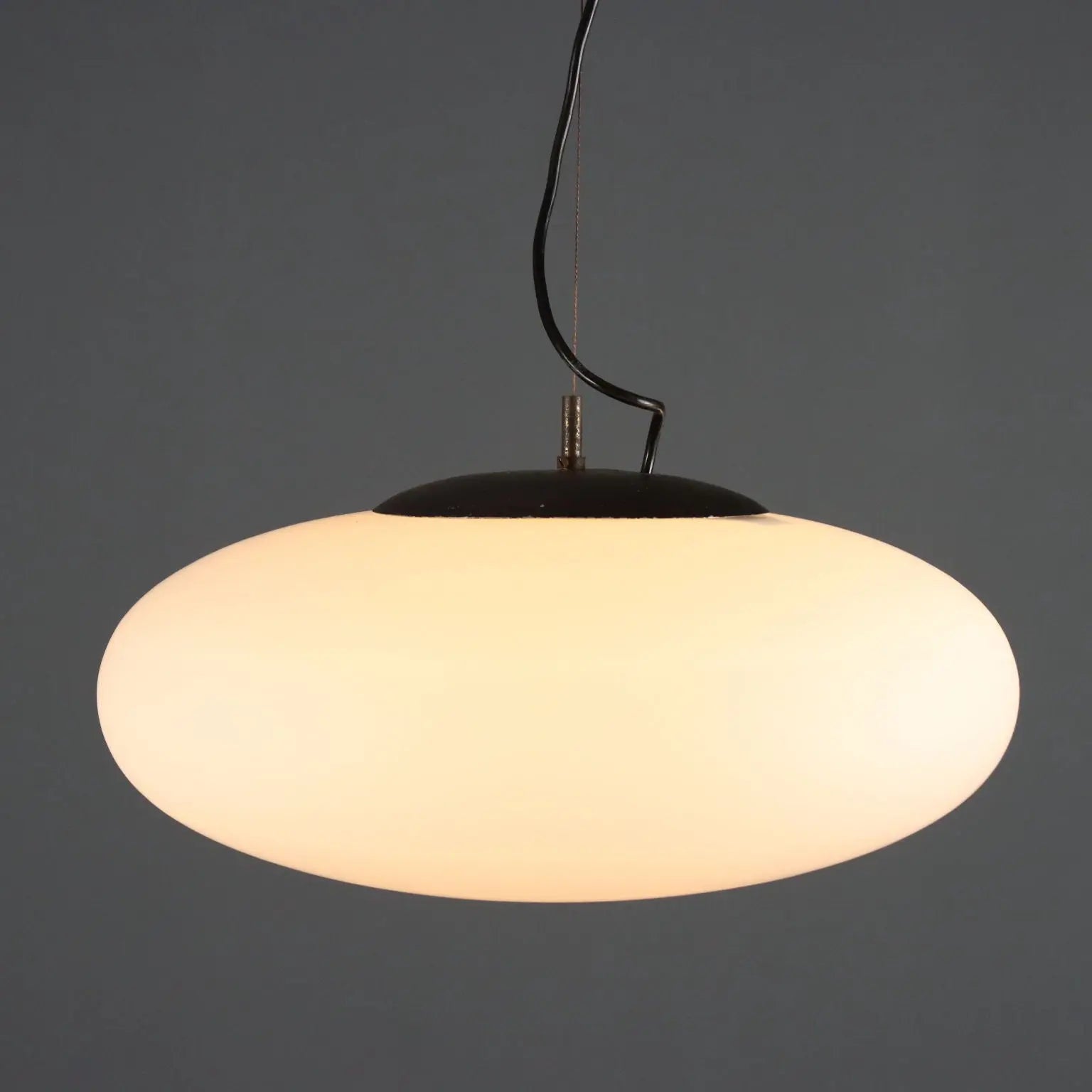 1960s UFO Chandelier in Opaline Glass