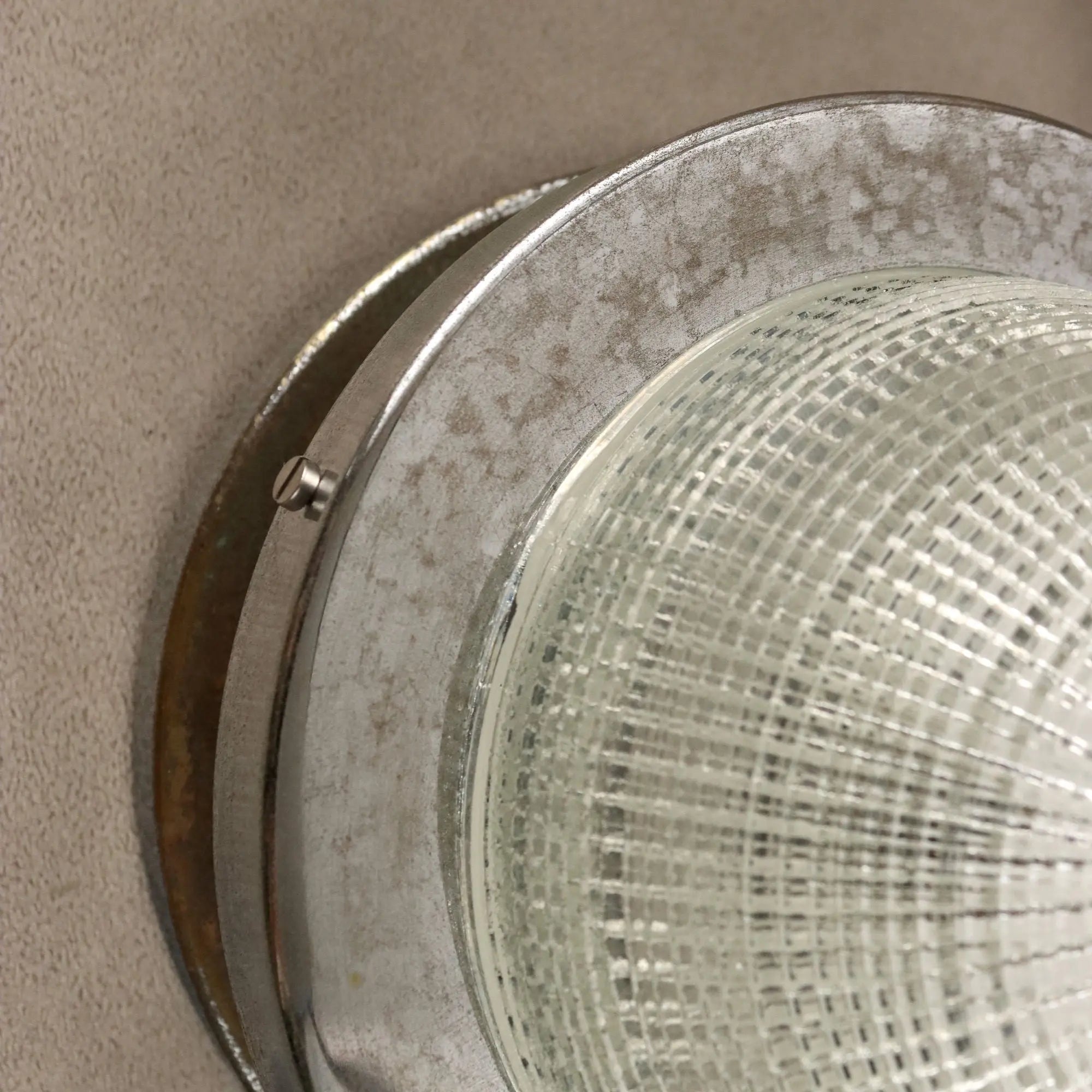 Vintage Wall Lamp Aluminium Glass Design Italy 1960s