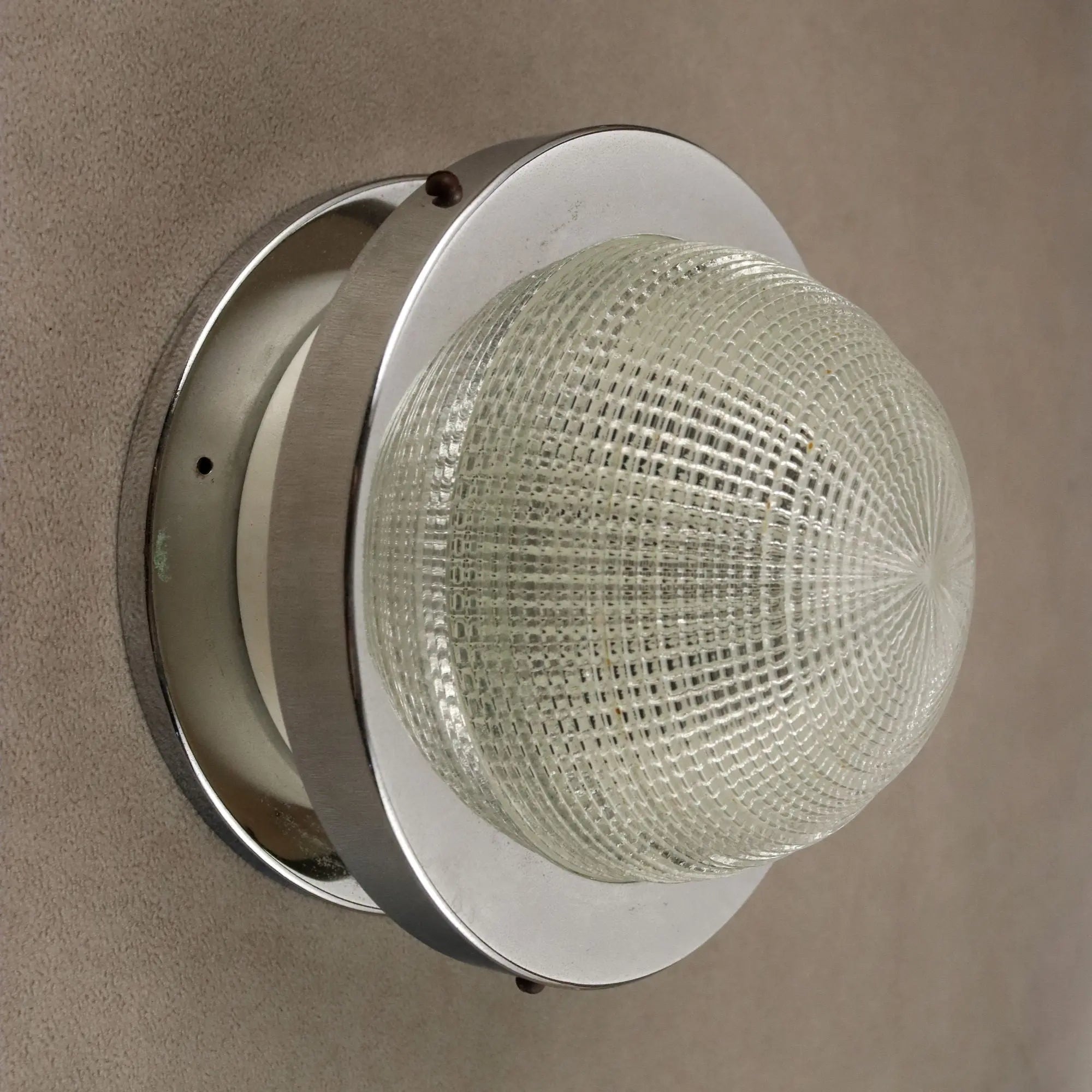 Vintage Wall Lamp Aluminium Glass Design Italy 1960s