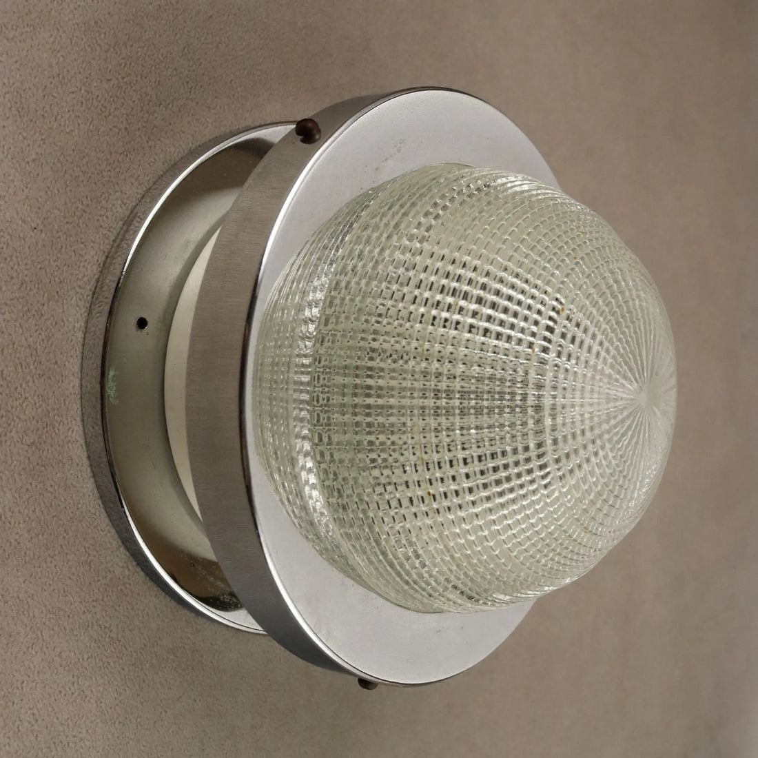 Vintage Wall Lamp Aluminium Glass Design Italy 1960s