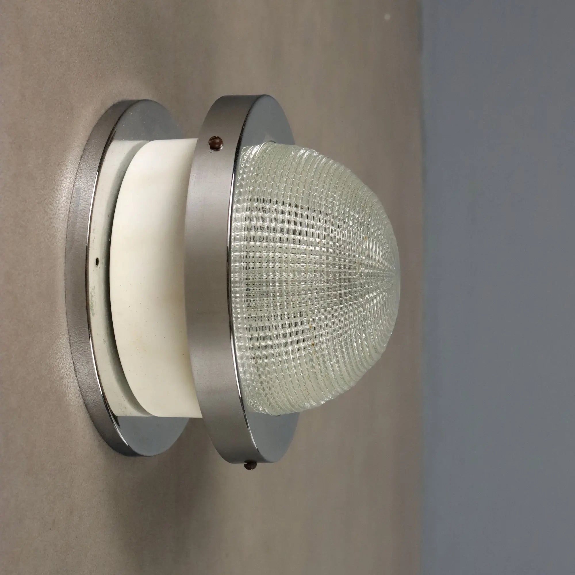 Vintage Wall Lamp Aluminium Glass Design Italy 1960s