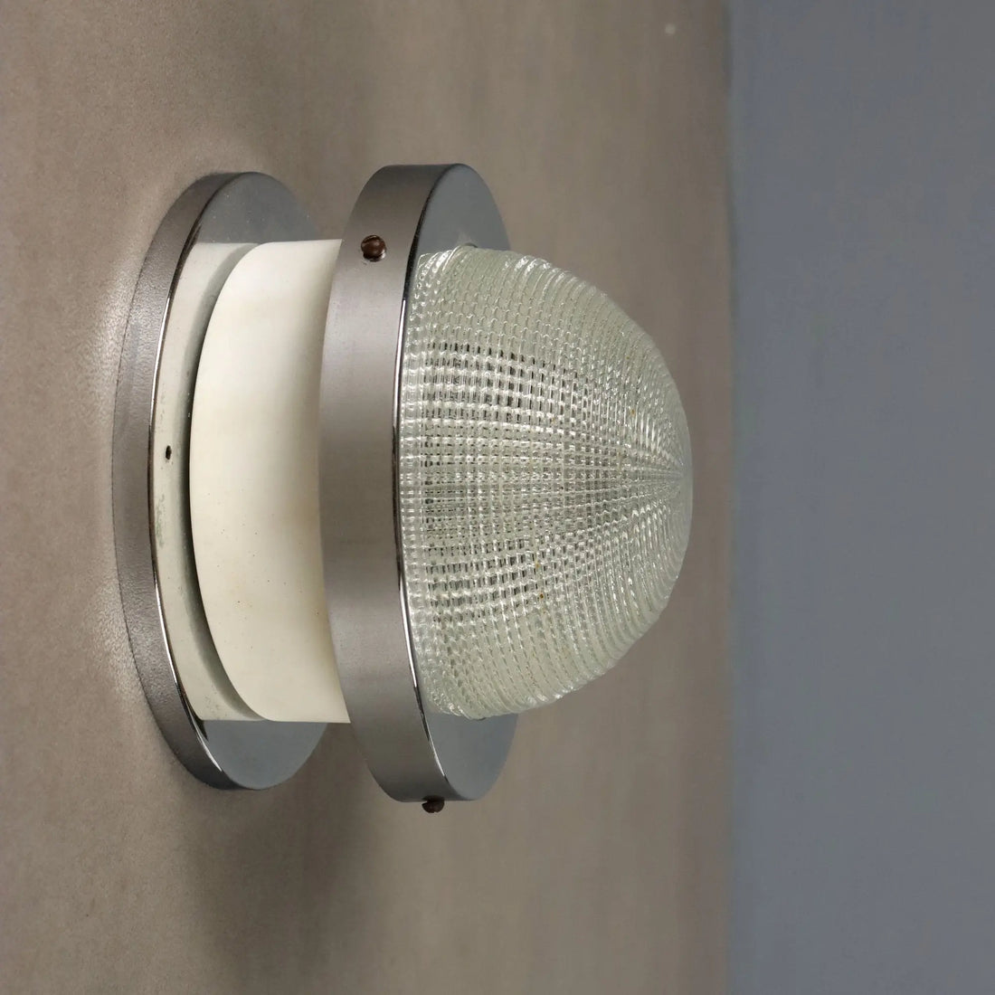 Vintage Wall Lamp Aluminium Glass Design Italy 1960s