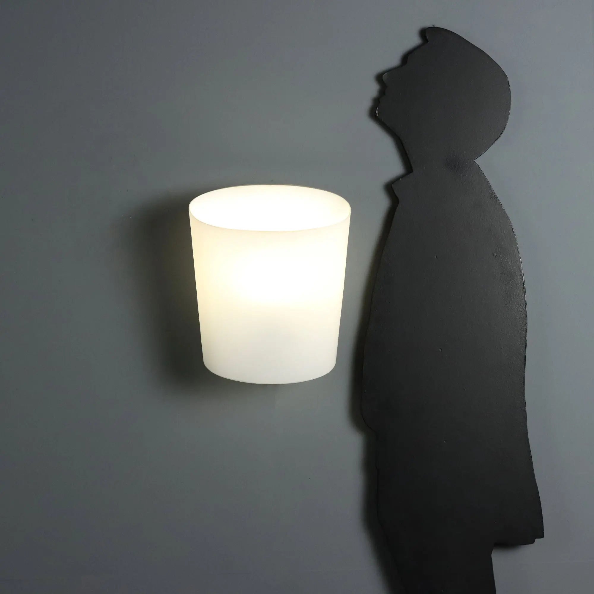 Vintage Wall Lamp Opaline Glass Design Italy 1980s
