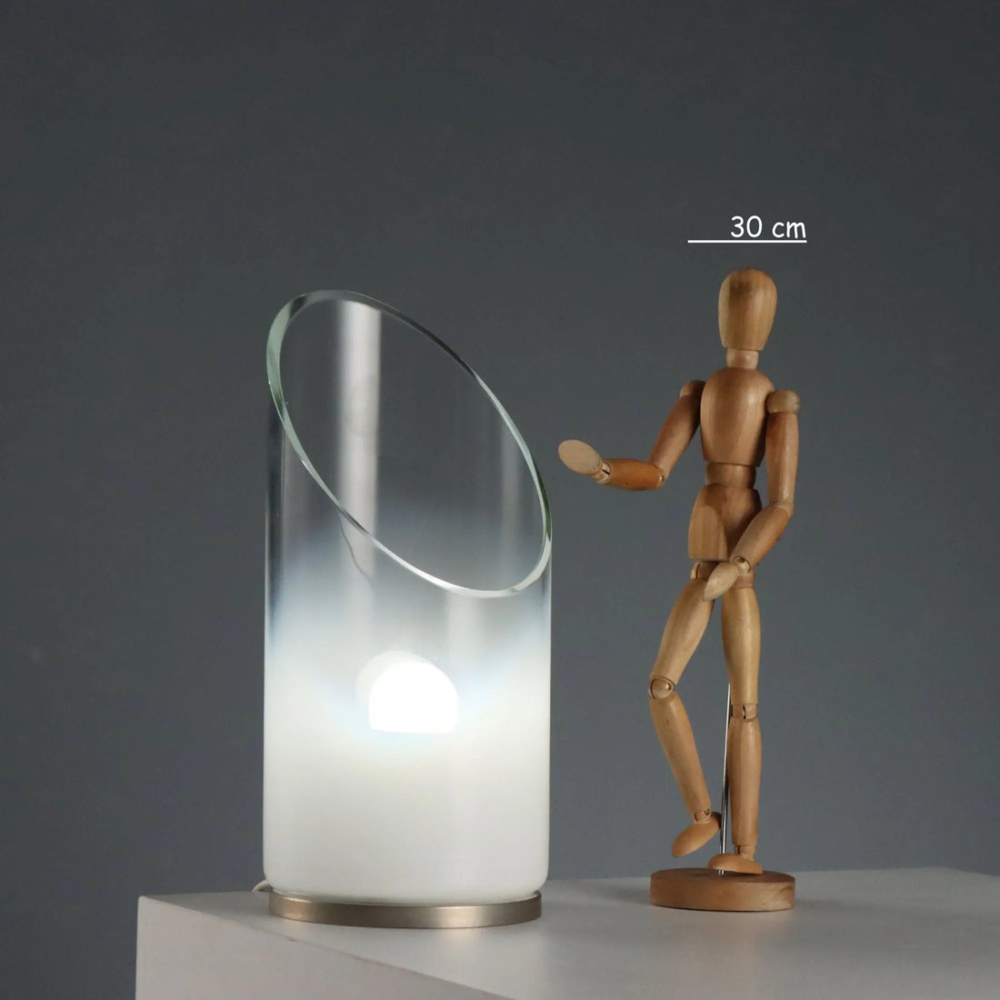 Vintage Table Lamp Glass Metal Design Italy 1970s
