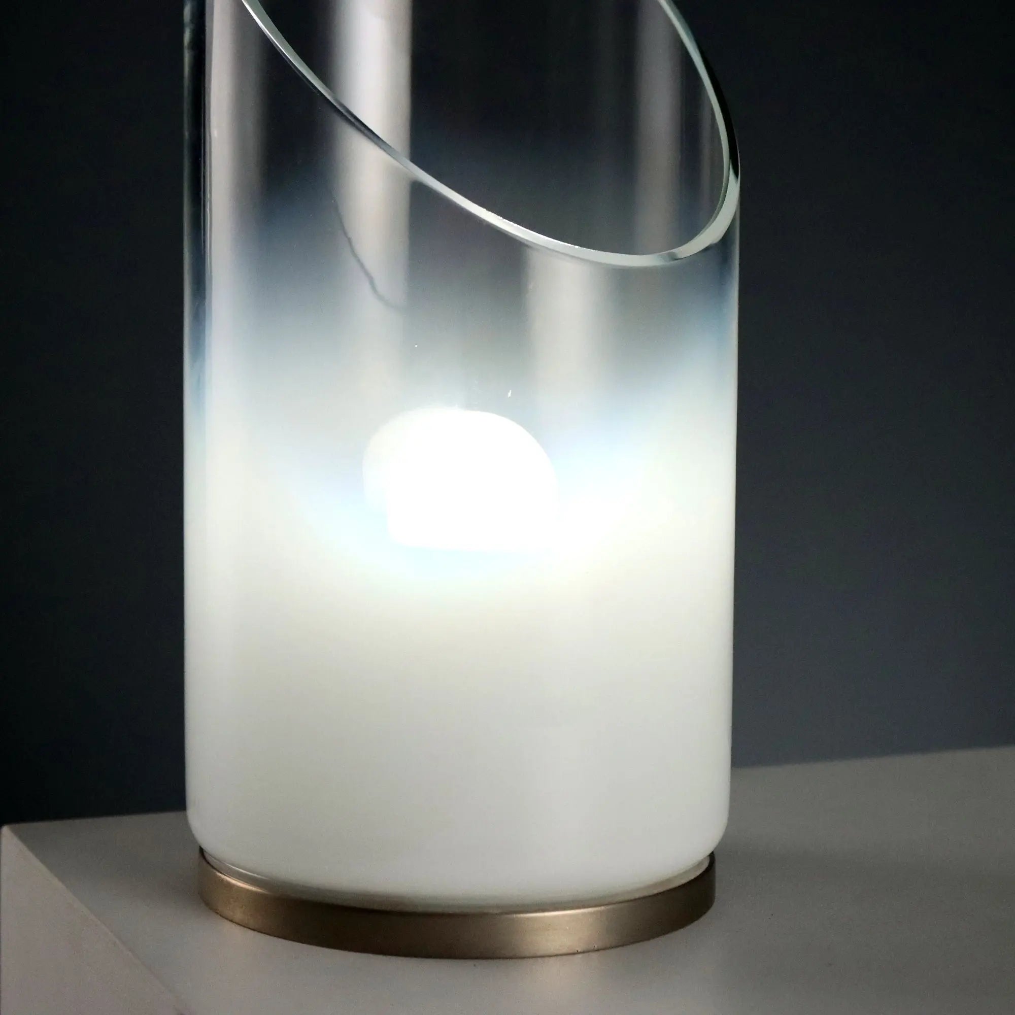 Vintage Table Lamp Glass Metal Design Italy 1970s