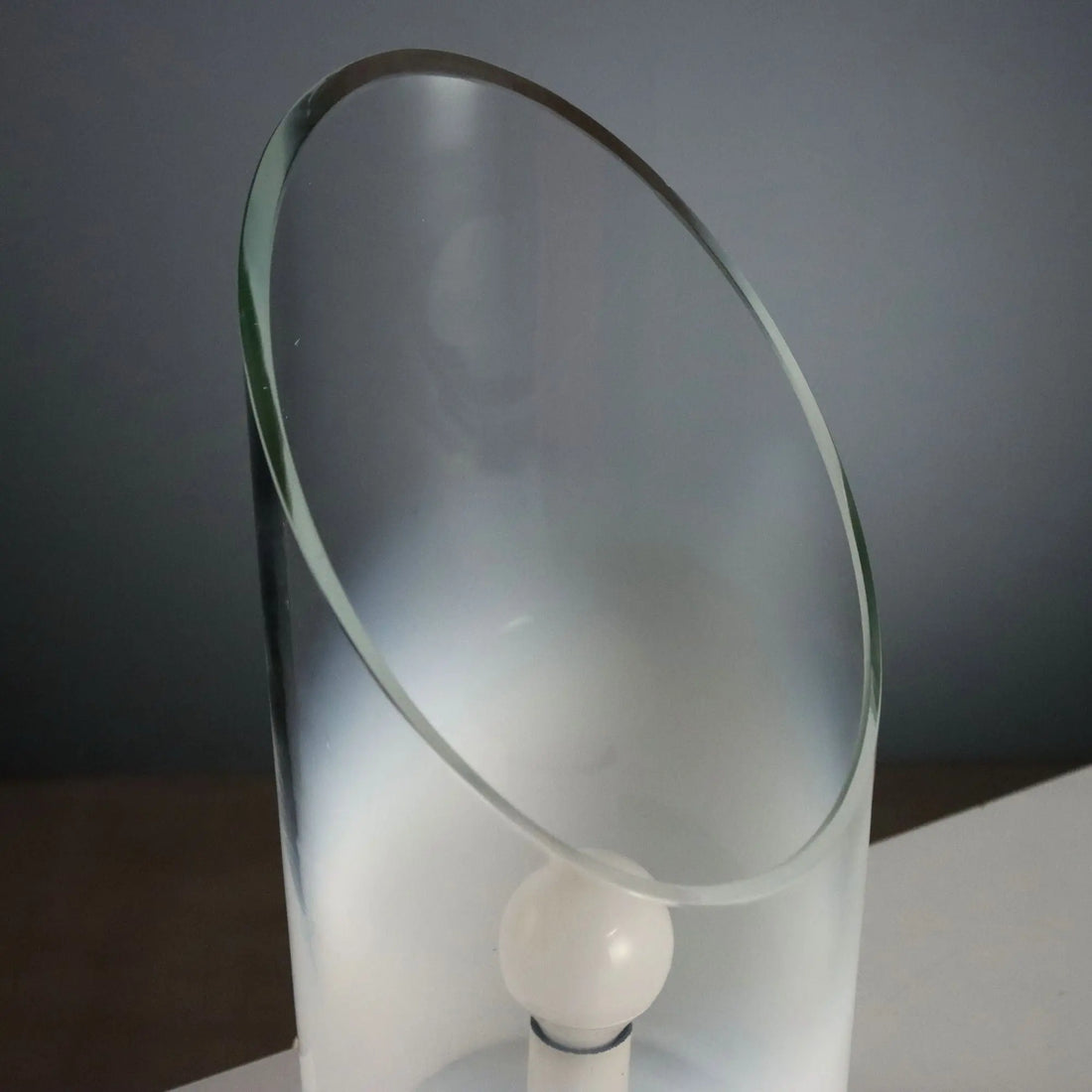 Vintage Table Lamp Glass Metal Design Italy 1970s