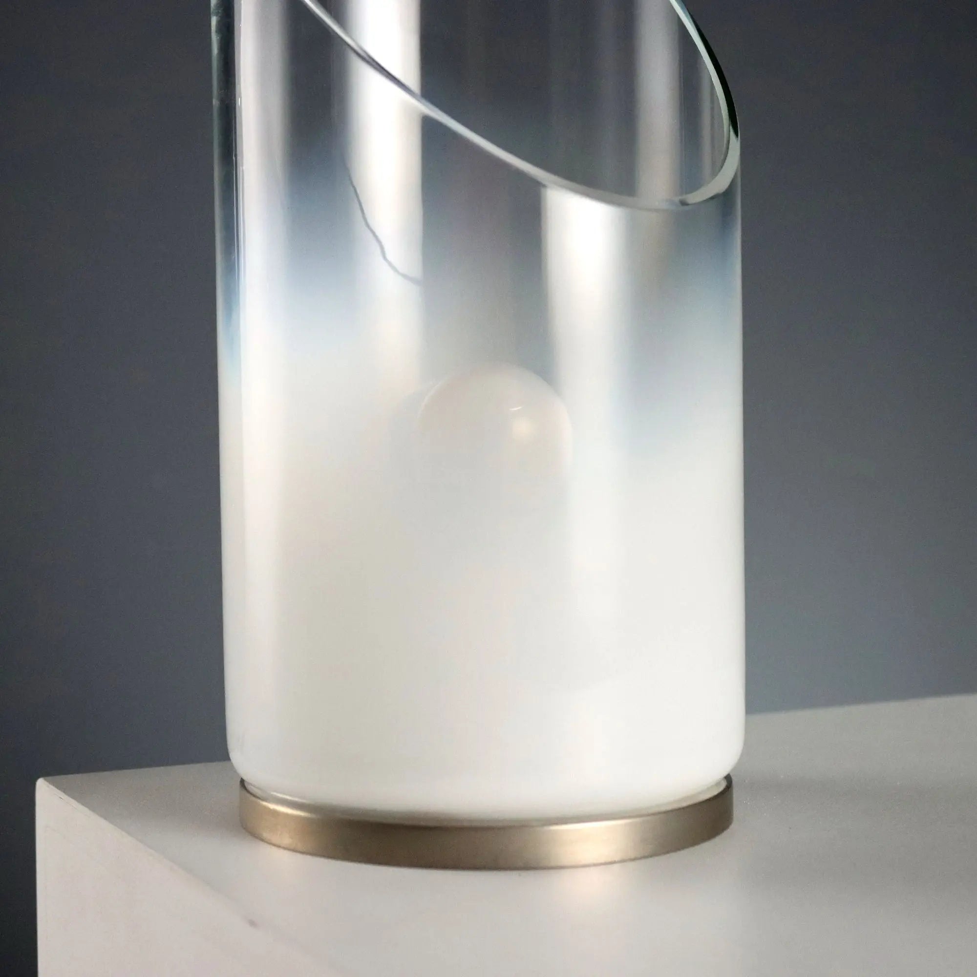 Vintage Table Lamp Glass Metal Design Italy 1970s