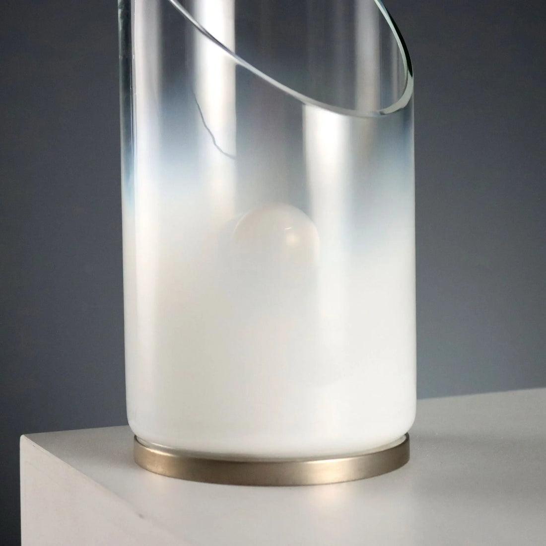 Vintage Table Lamp Glass Metal Design Italy 1970s