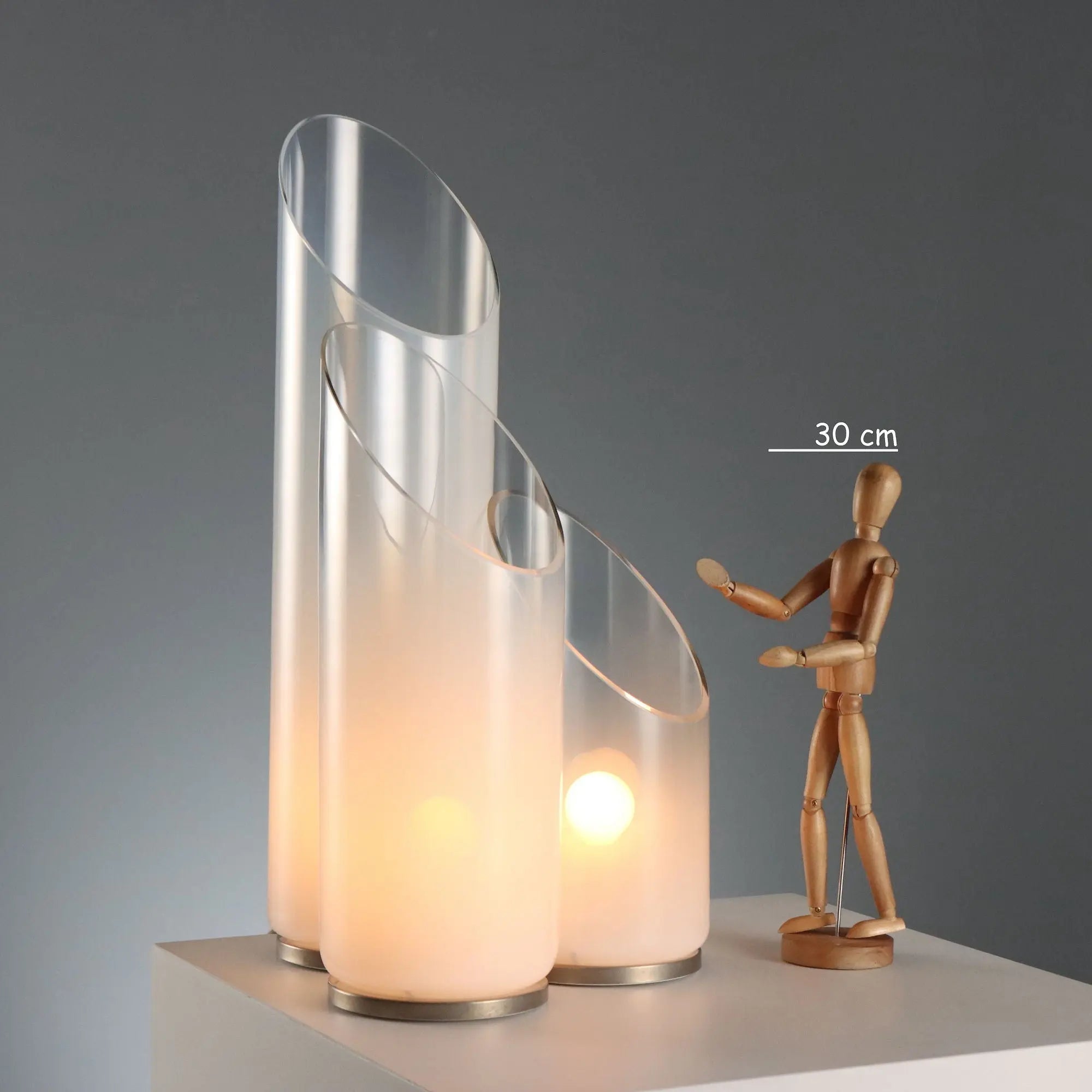Vintage Table Lamps Metal Glass Design Italy 1970s