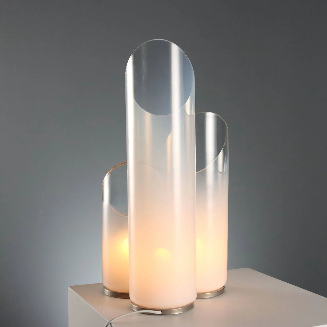 Vintage Table Lamps Metal Glass Design Italy 1970s
