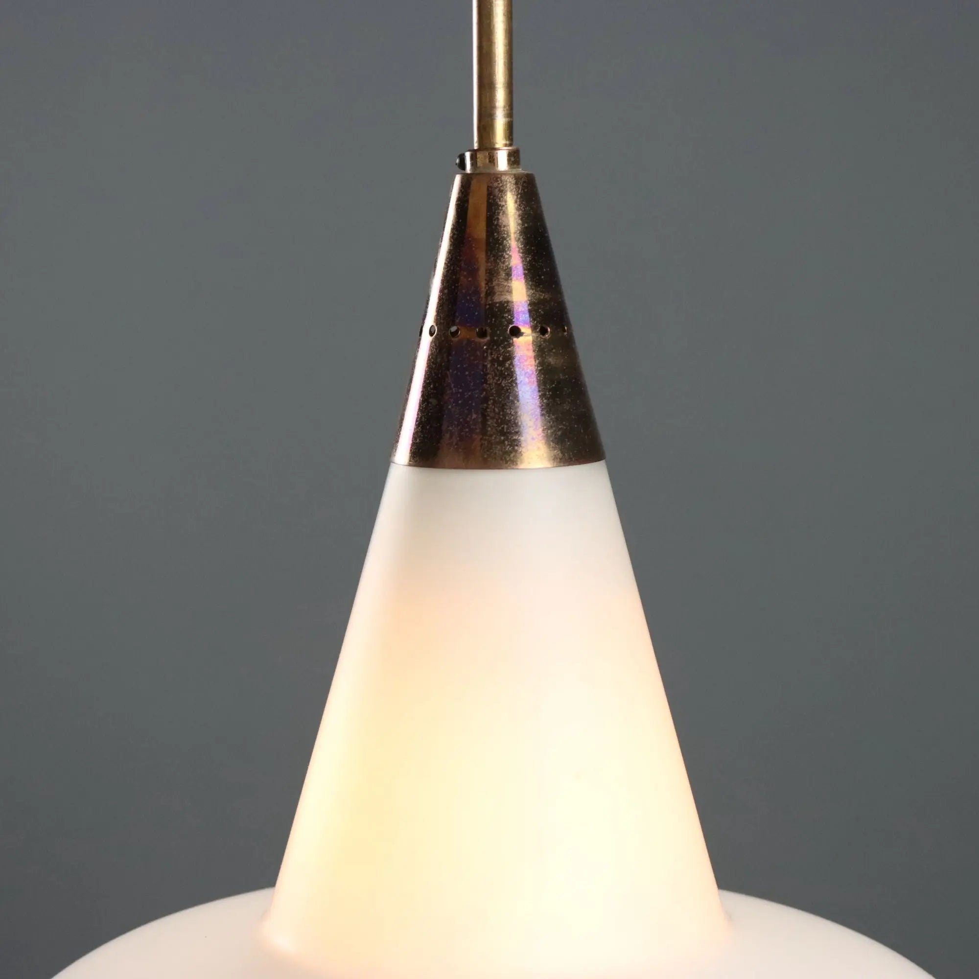 Vintage Ceiling Lamp Brass Glass Design Italy 1960s