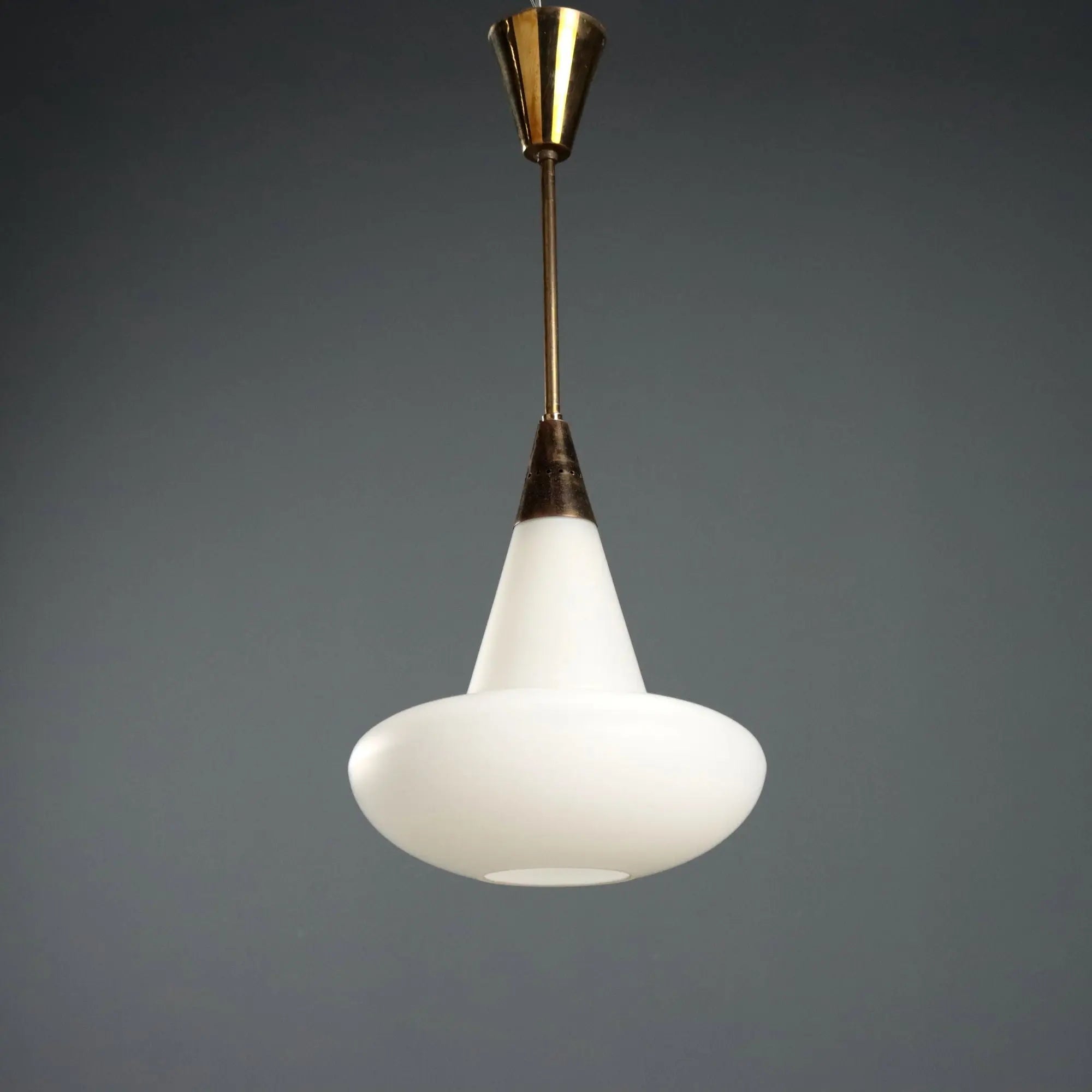 Vintage Ceiling Lamp Brass Glass Design Italy 1960s