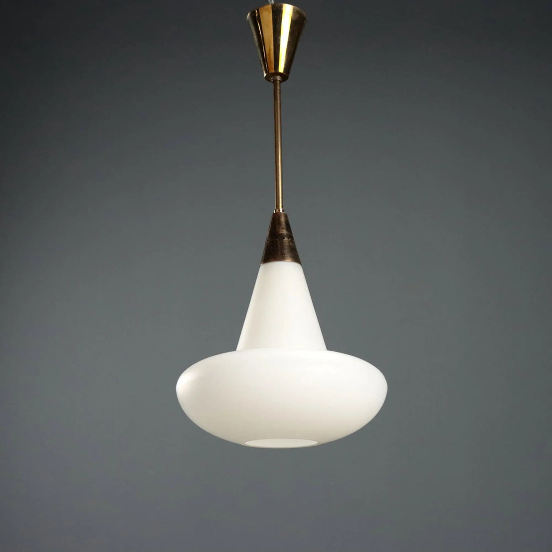 Vintage Ceiling Lamp Brass Glass Design Italy 1960s