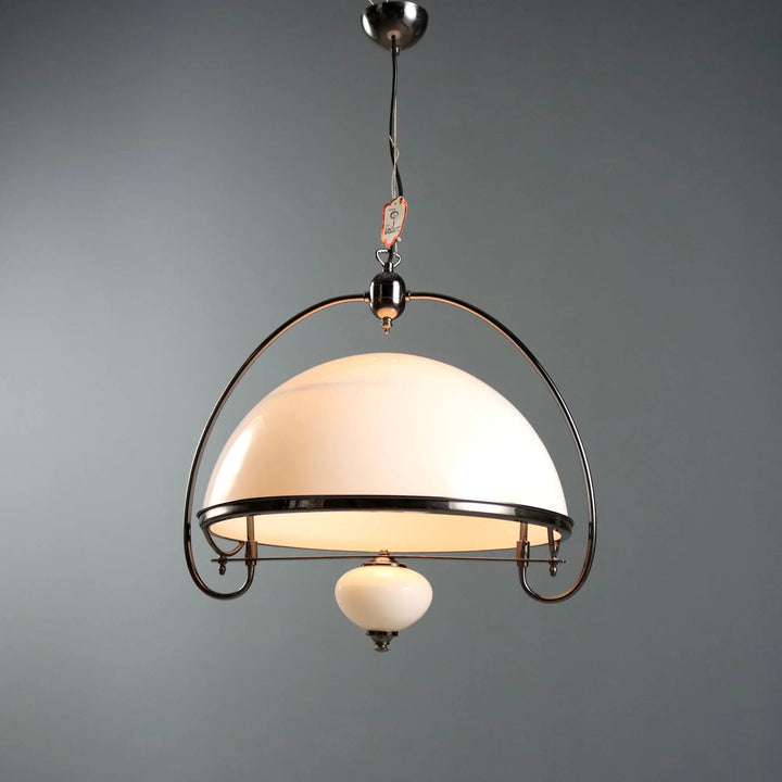 Vintage Ceiling Lamp Murano Glass Metal Design Italy 1970s-1980s