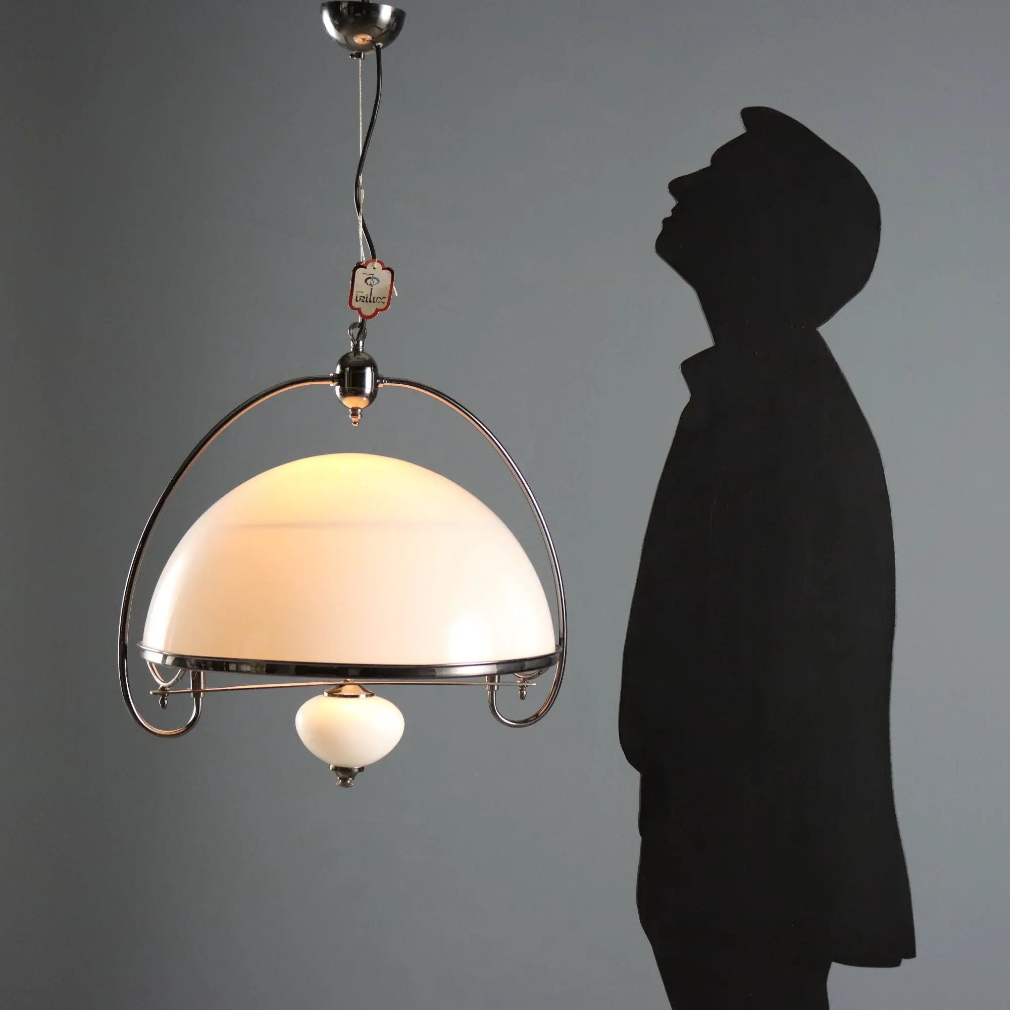 Vintage Ceiling Lamp Murano Glass Metal Design Italy 1970s-1980s