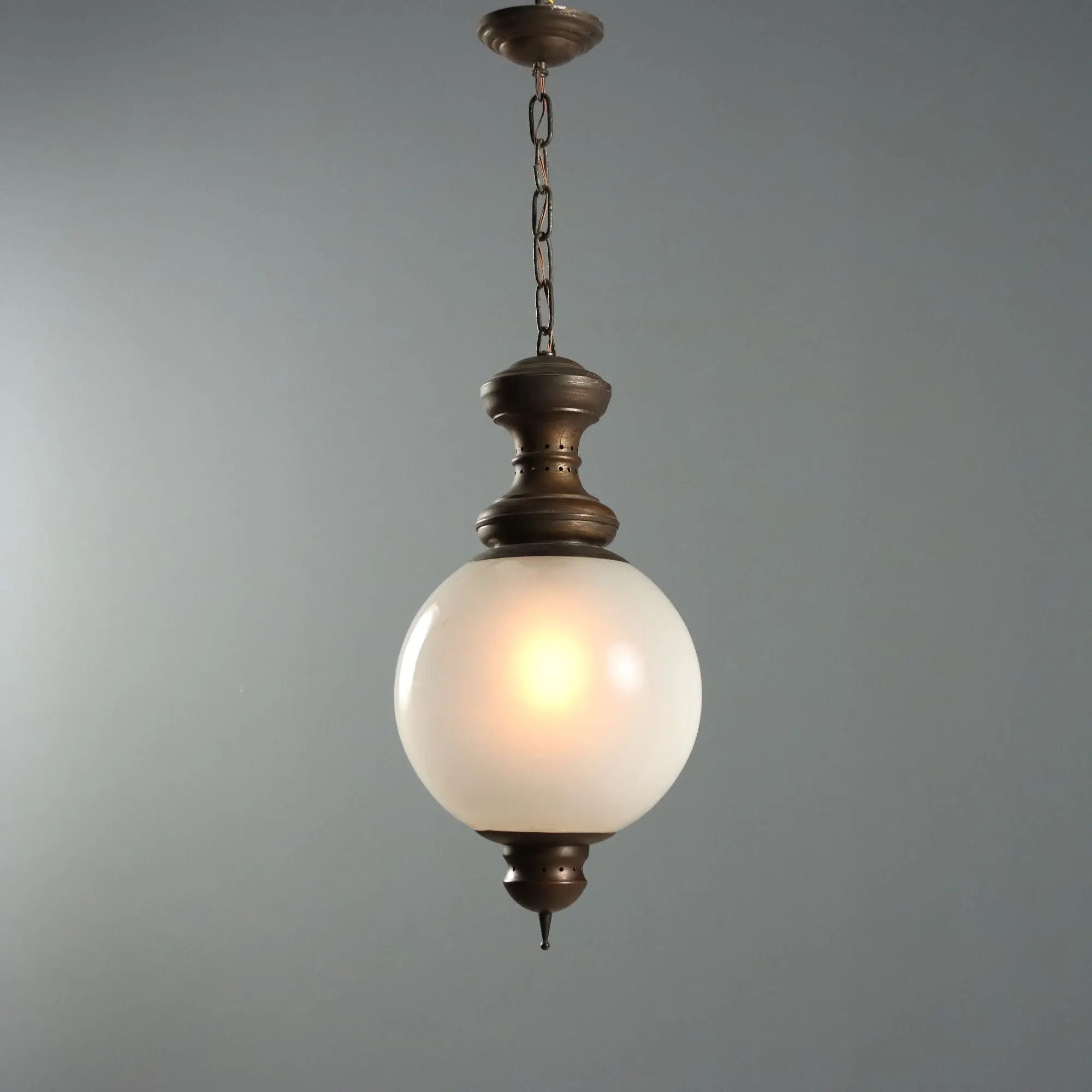 Vintage Ceiling Lamp Brass Glass Design Italy 1960s