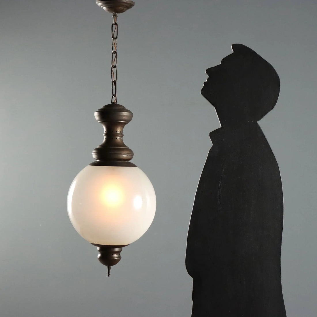 Vintage Ceiling Lamp Brass Glass Design Italy 1960s