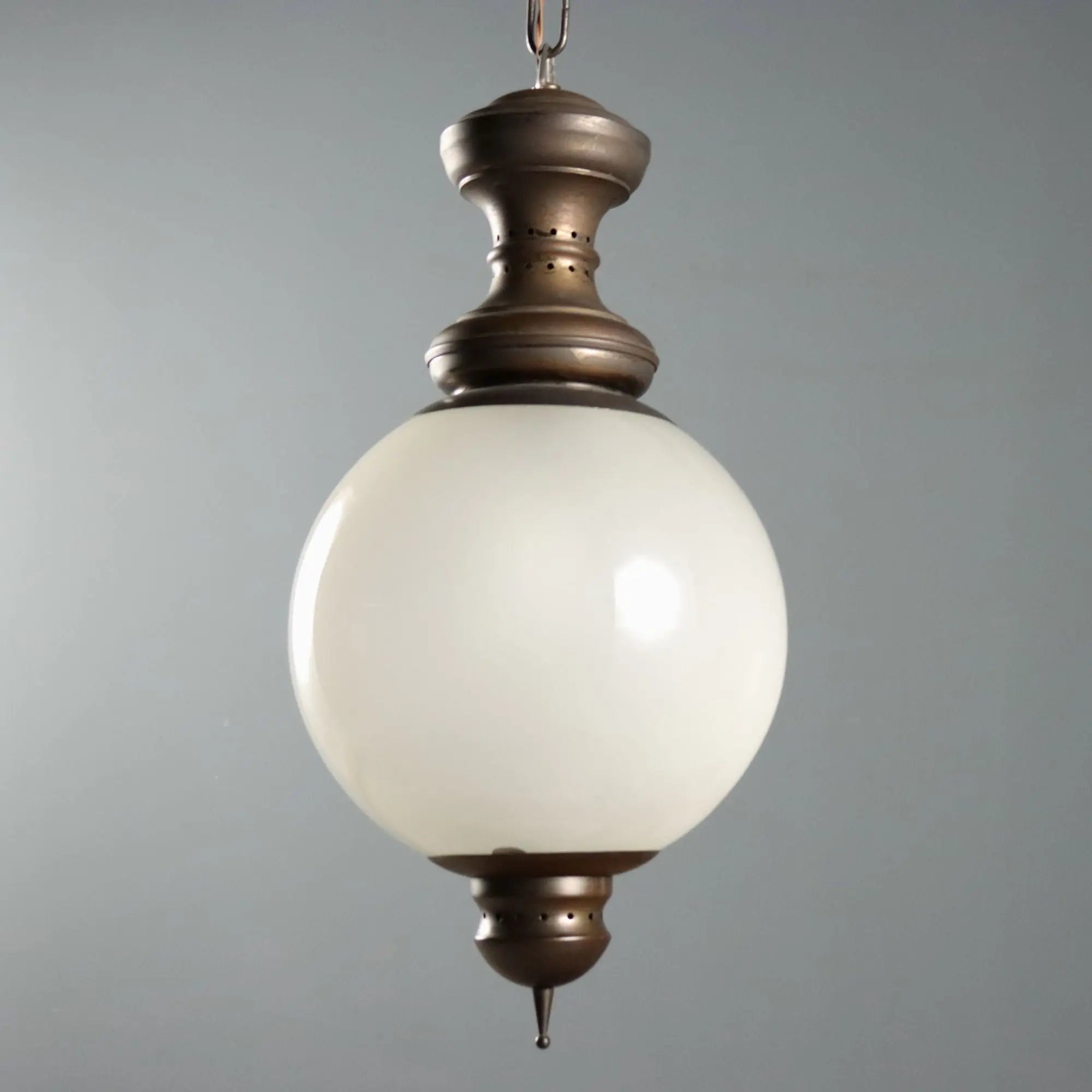 Vintage Ceiling Lamp Brass Glass Design Italy 1960s