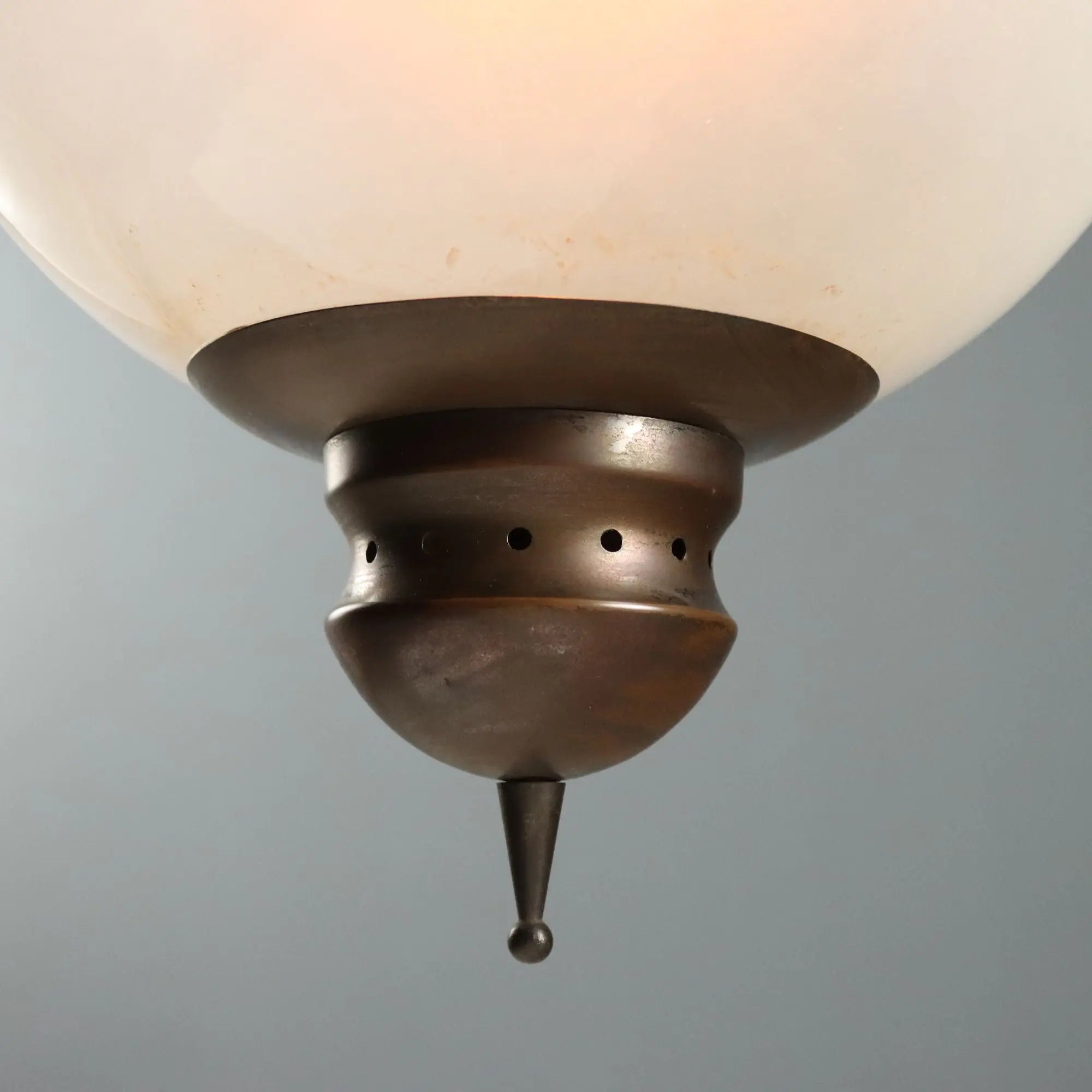Vintage Ceiling Lamp Brass Glass Design Italy 1960s