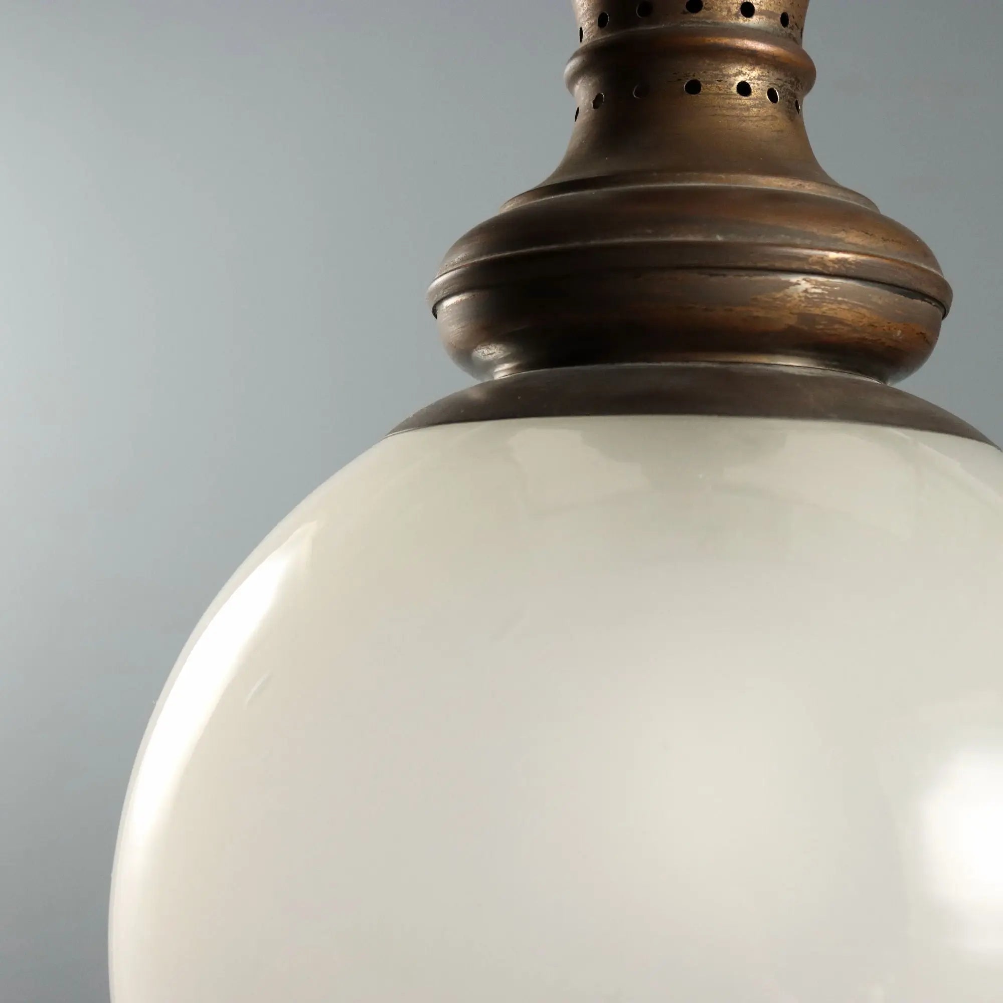 Vintage Ceiling Lamp Brass Glass Design Italy 1960s