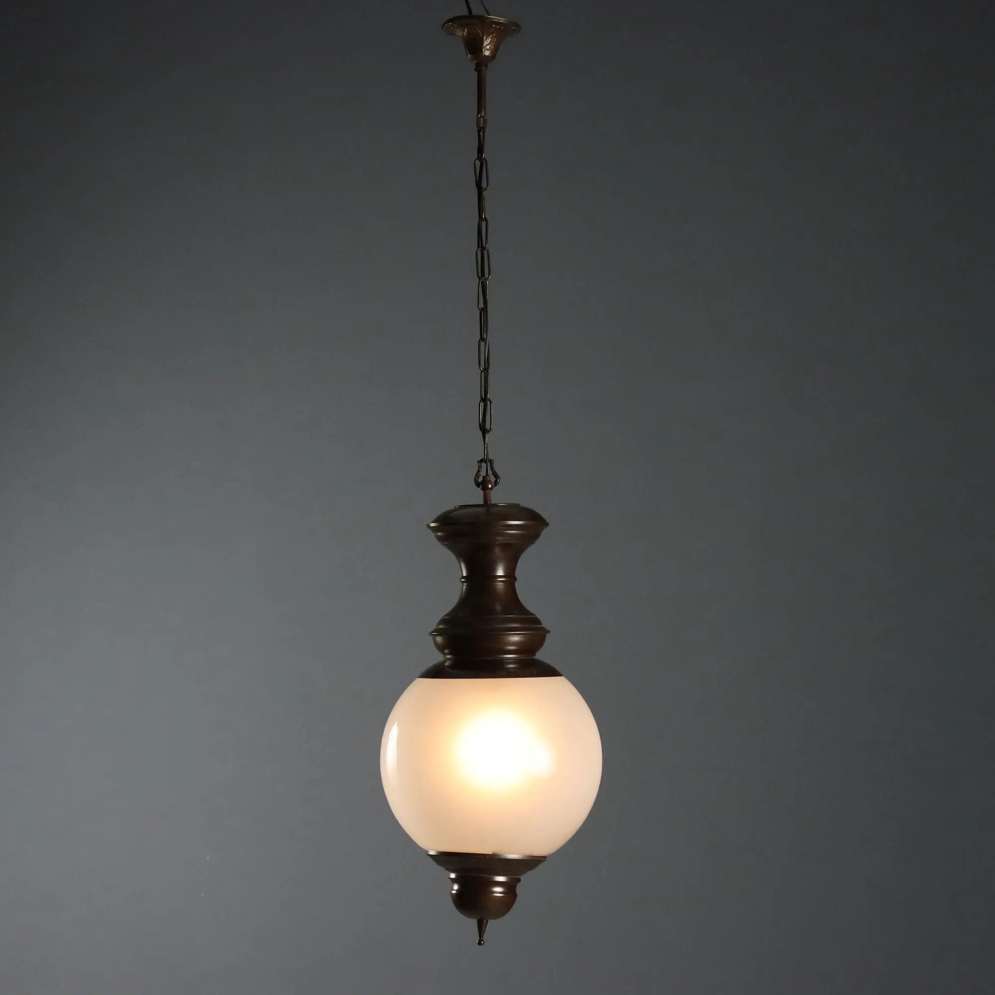Vintage Ceiling Lamp Brass Glass Design Italy 1960s