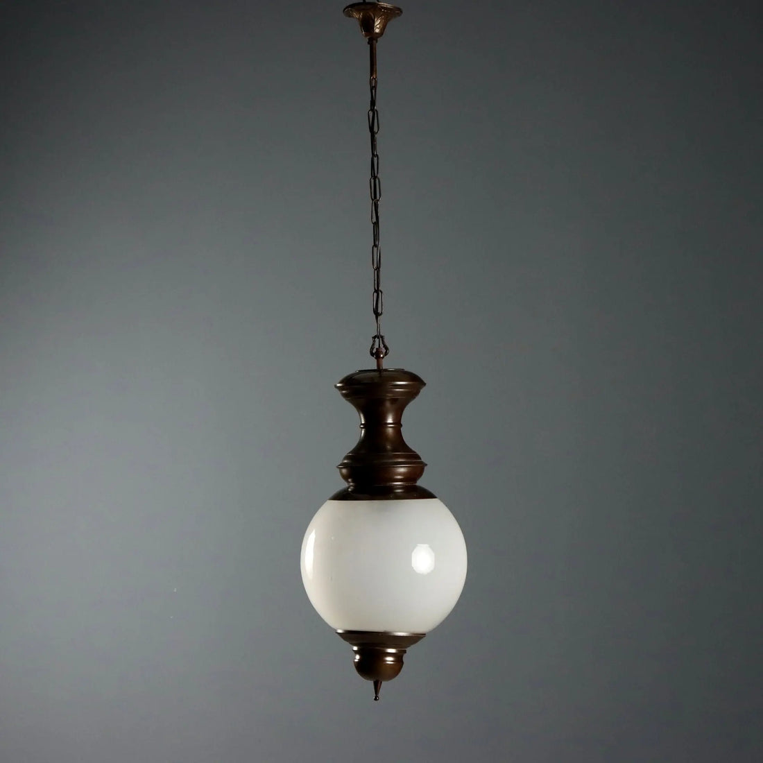Vintage Ceiling Lamp Brass Glass Design Italy 1960s