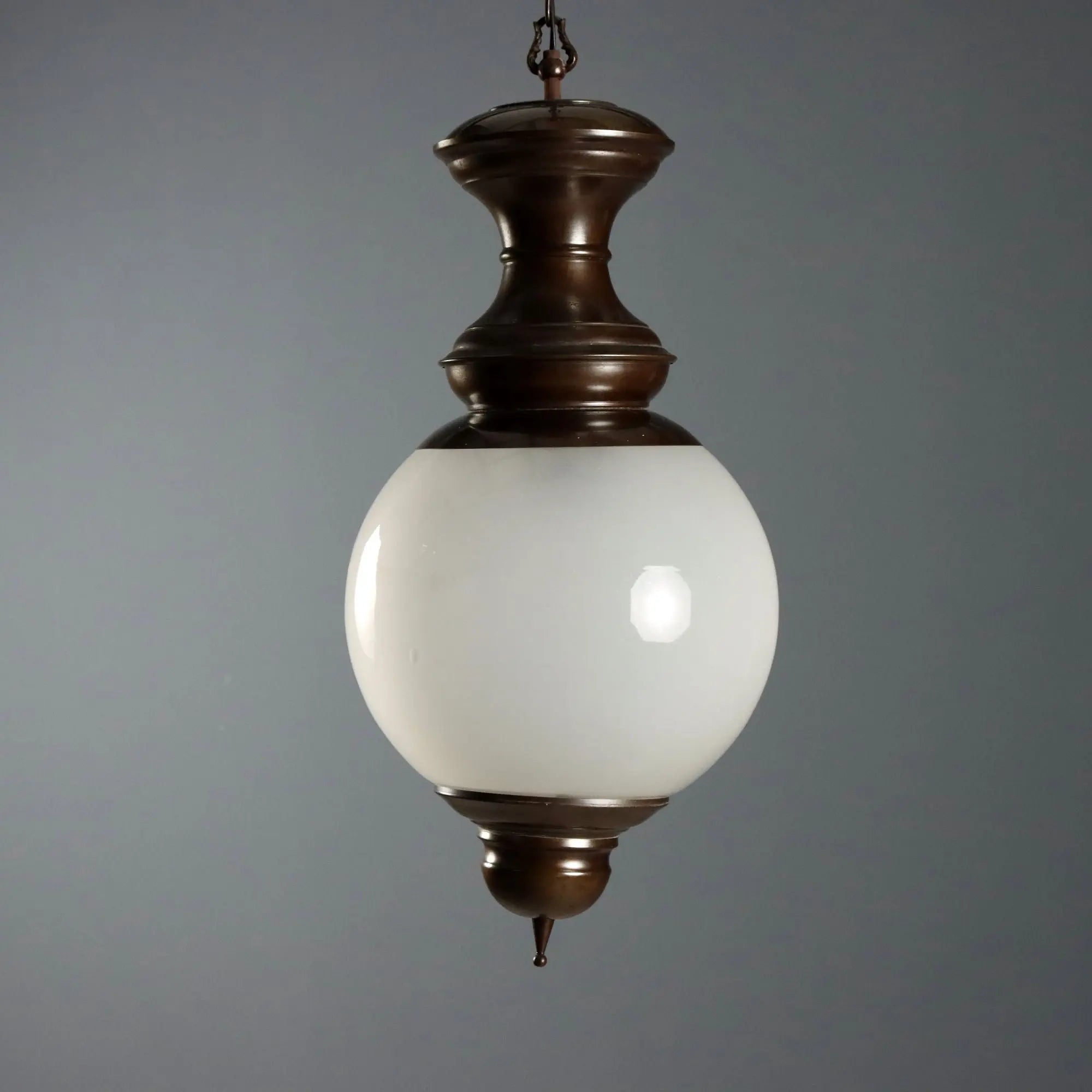 Vintage Ceiling Lamp Brass Glass Design Italy 1960s