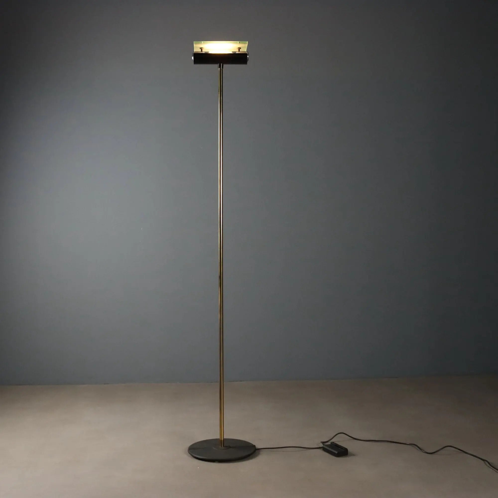 Vintage Floor Lamp Aluminium Cast Iron Brass Design 1980s