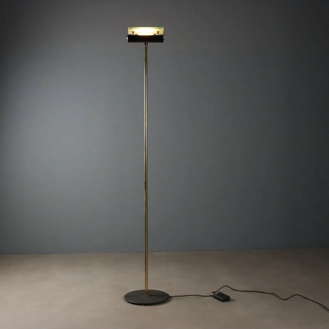 Vintage Floor Lamp Aluminium Cast Iron Brass Design 1980s