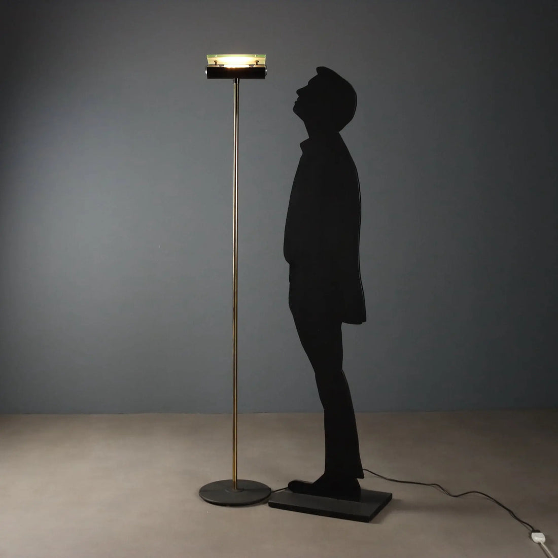 Vintage Floor Lamp Aluminium Cast Iron Brass Design 1980s