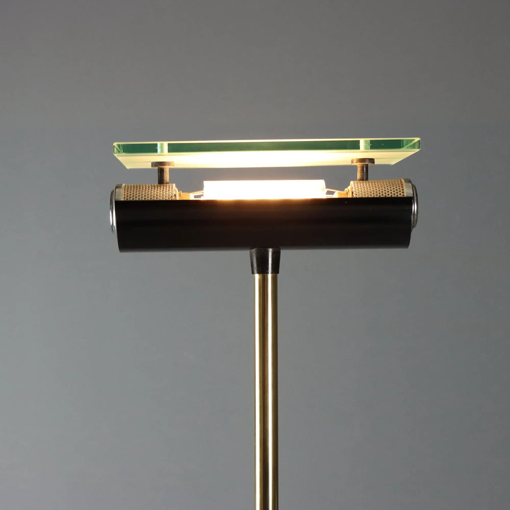Vintage Floor Lamp Aluminium Cast Iron Brass Design 1980s