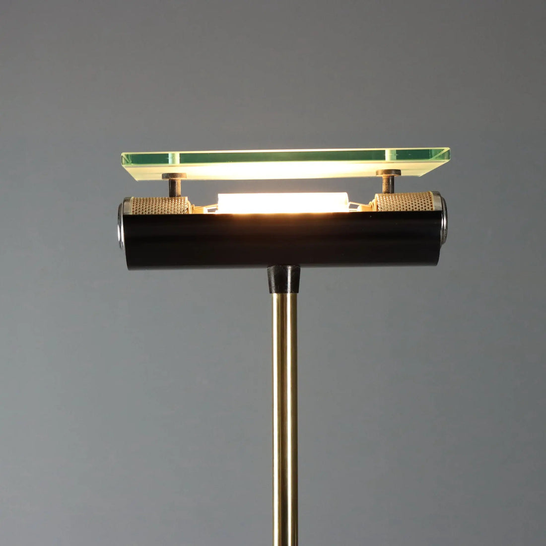 Vintage Floor Lamp Aluminium Cast Iron Brass Design 1980s