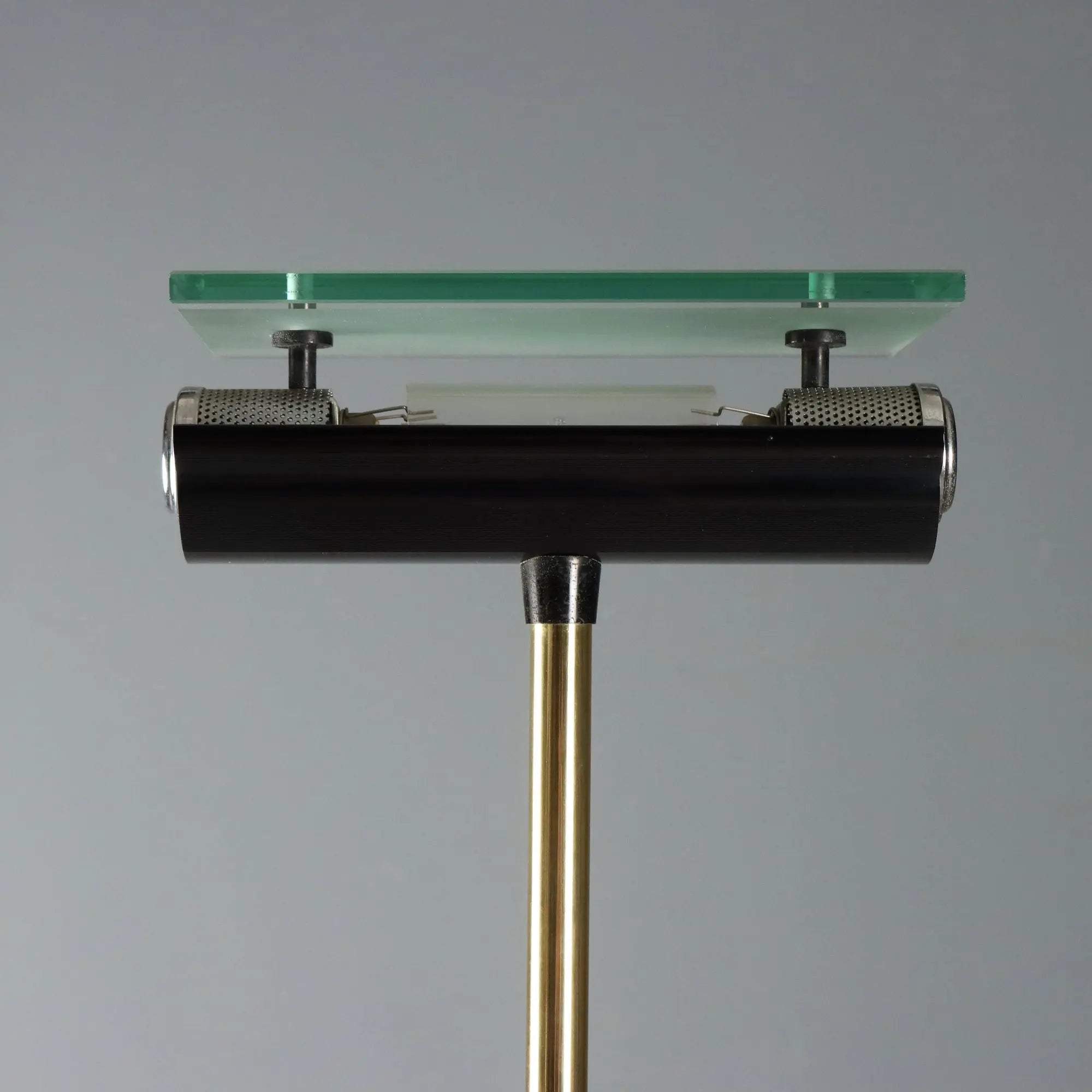 Vintage Floor Lamp Aluminium Cast Iron Brass Design 1980s