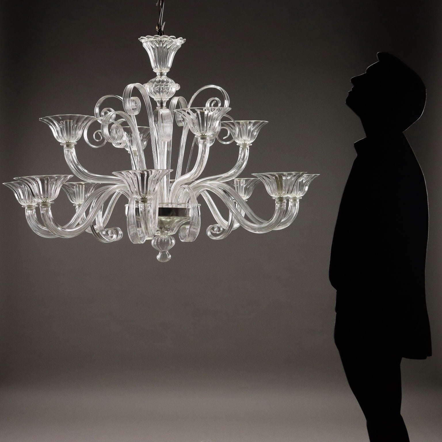 Antique Chandelier Blown Glass 12 Lights Venice Italy XX Century - Murano, XX Century | Modernism  Lighting